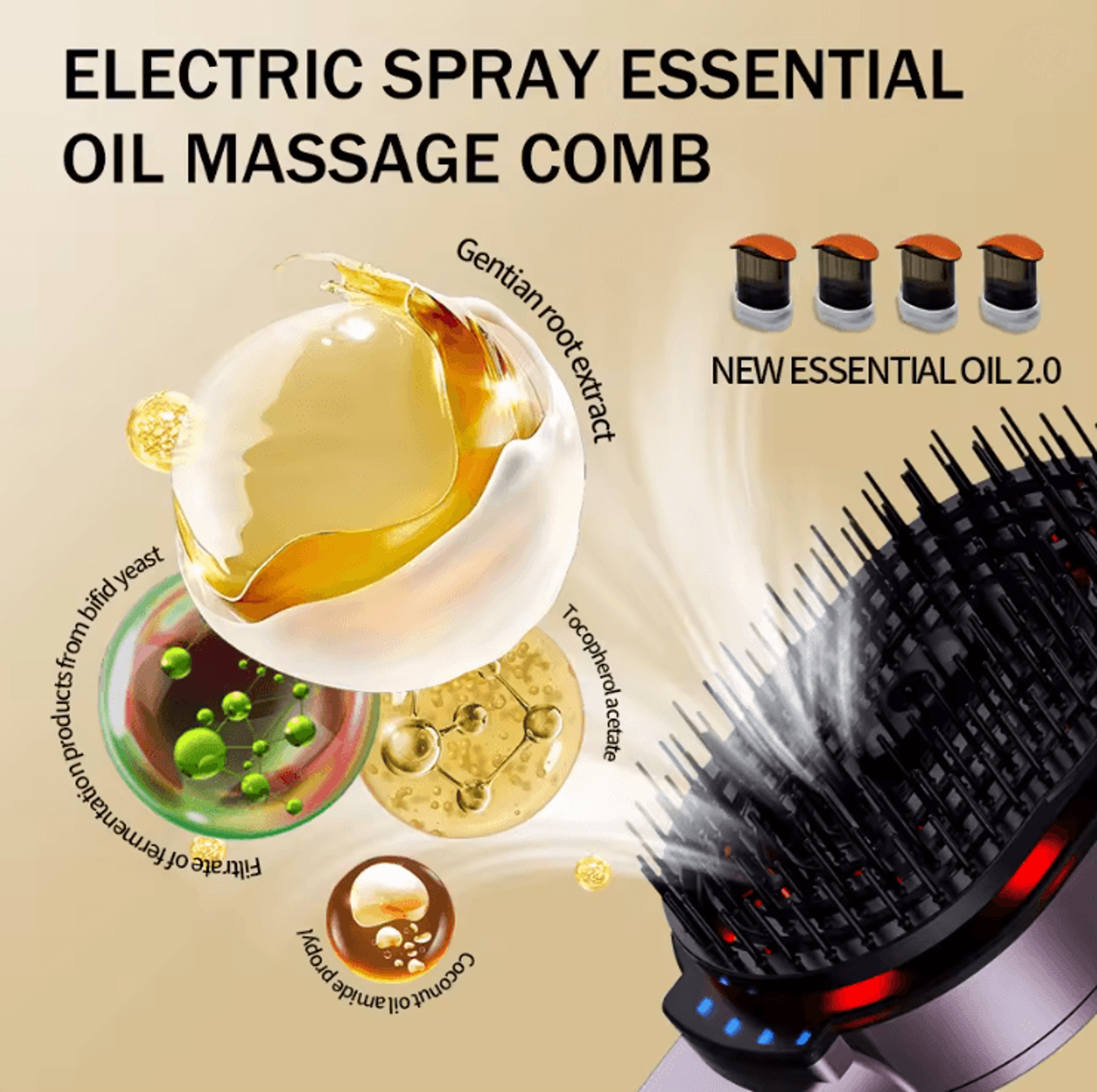 RejuvaComb 4 In 1 Hair Massage Comb With Essential Oil Spray And Photon Therapy 1