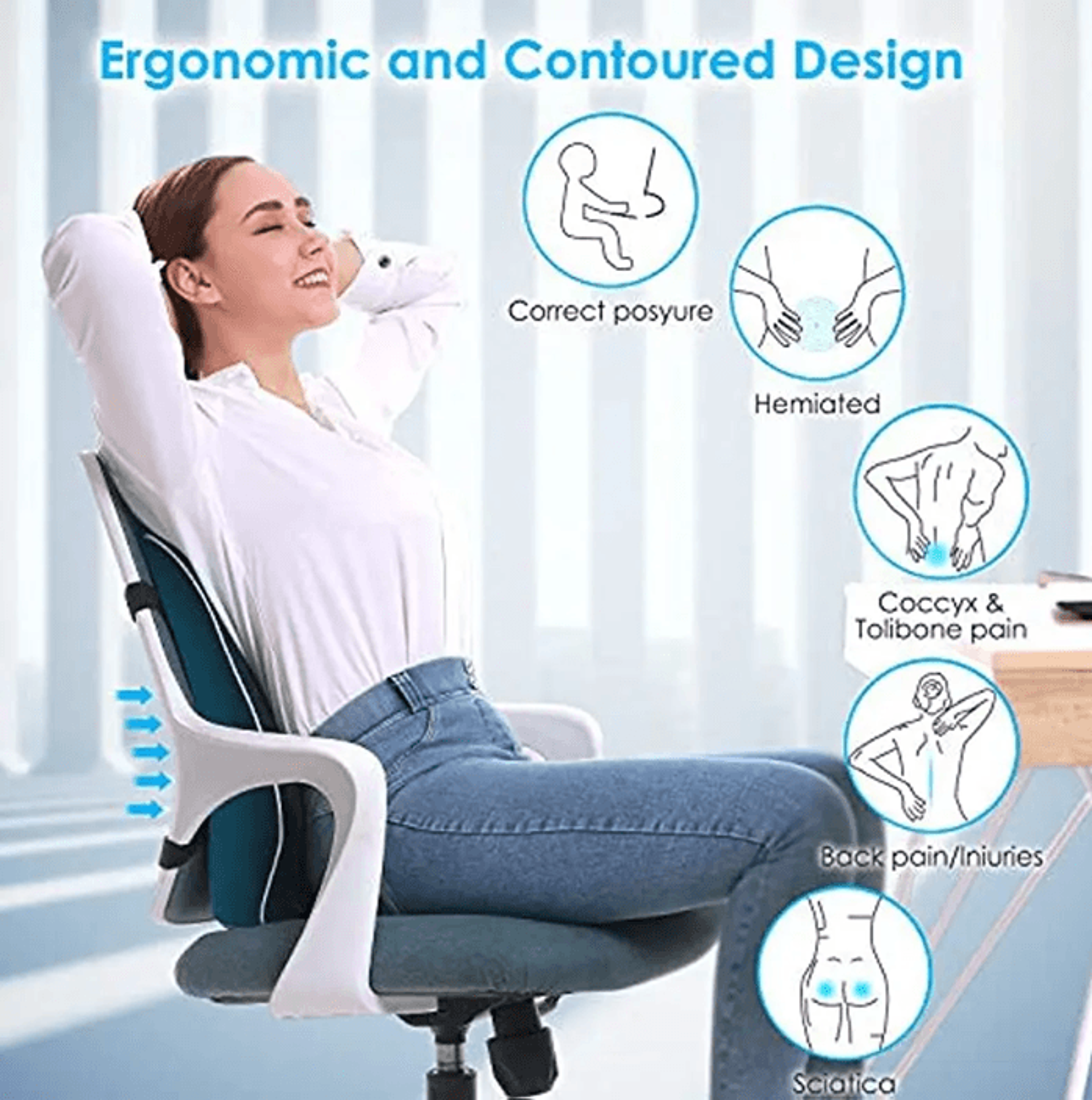 ComfortDrive Memory Foam Car Seat Cushion For Office And Gaming Chairs 3