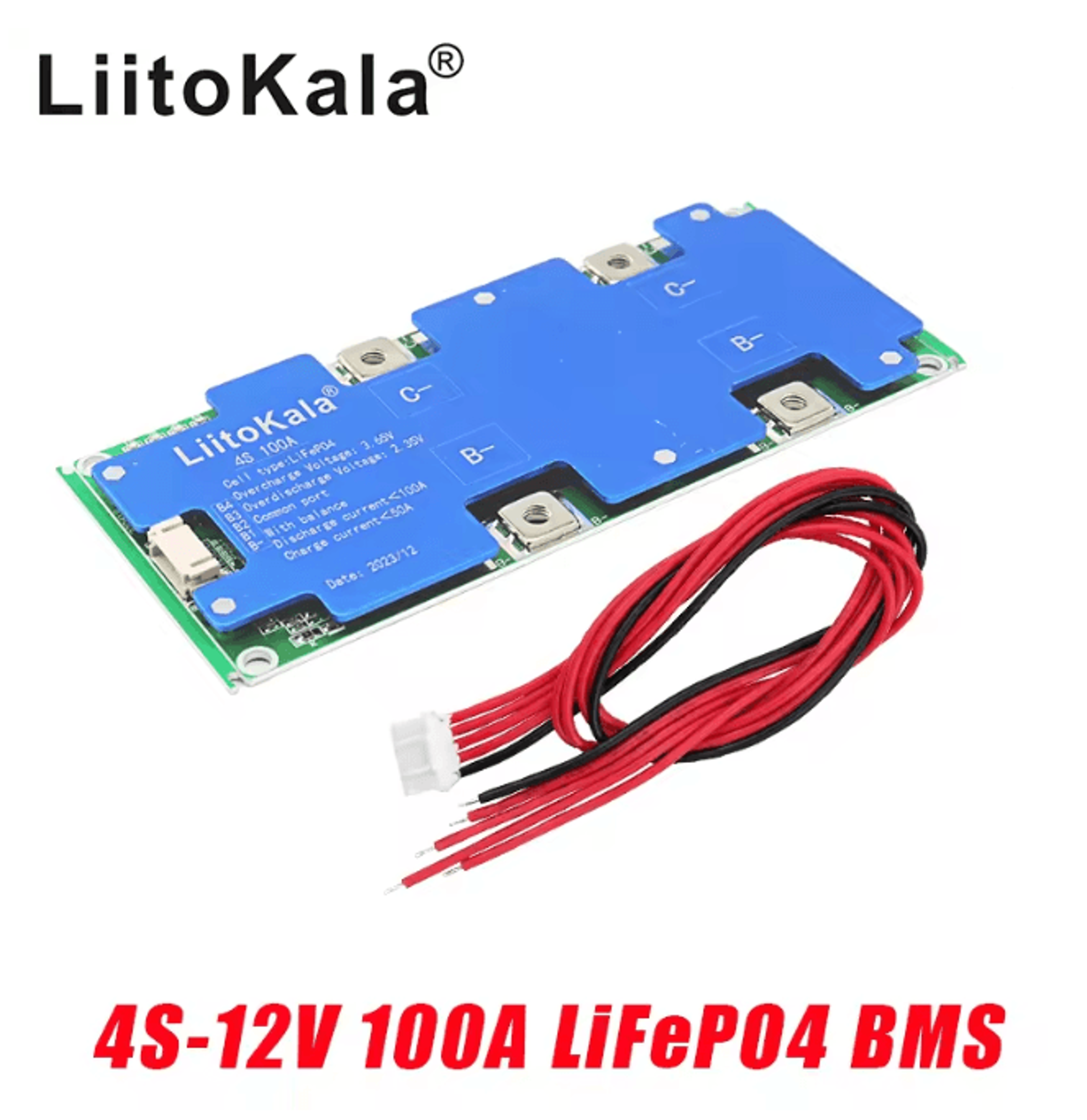 LiitoPower 4S 12V 100A LiFePO4 Battery Management System With Balanced Charging 0