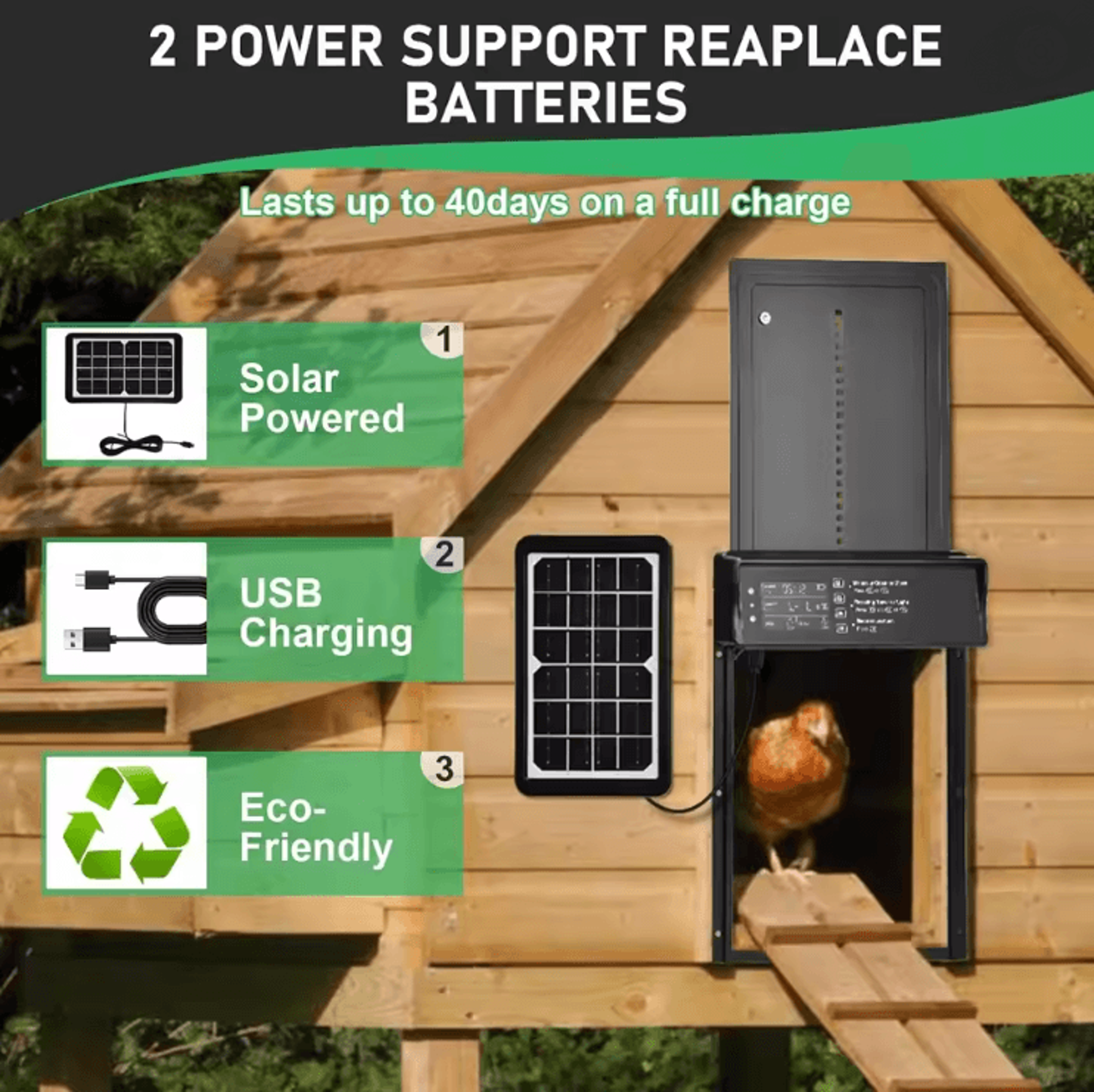 SolarGuard Automatic Chicken Coop Door With Timer And Light Sensor 2