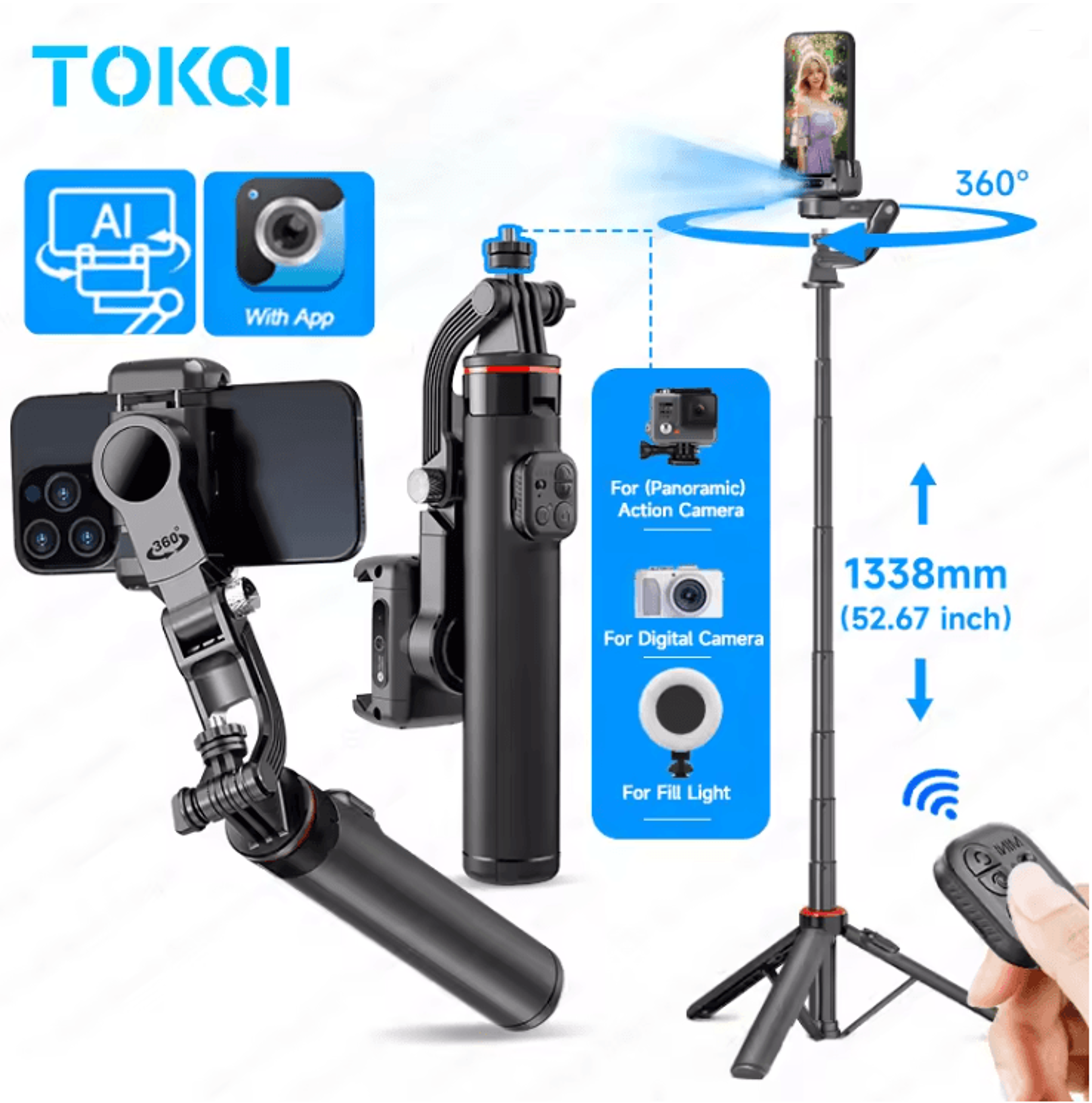 C22 Smart AI Face Tracking Gimbal Stabilizer With Tripod 0
