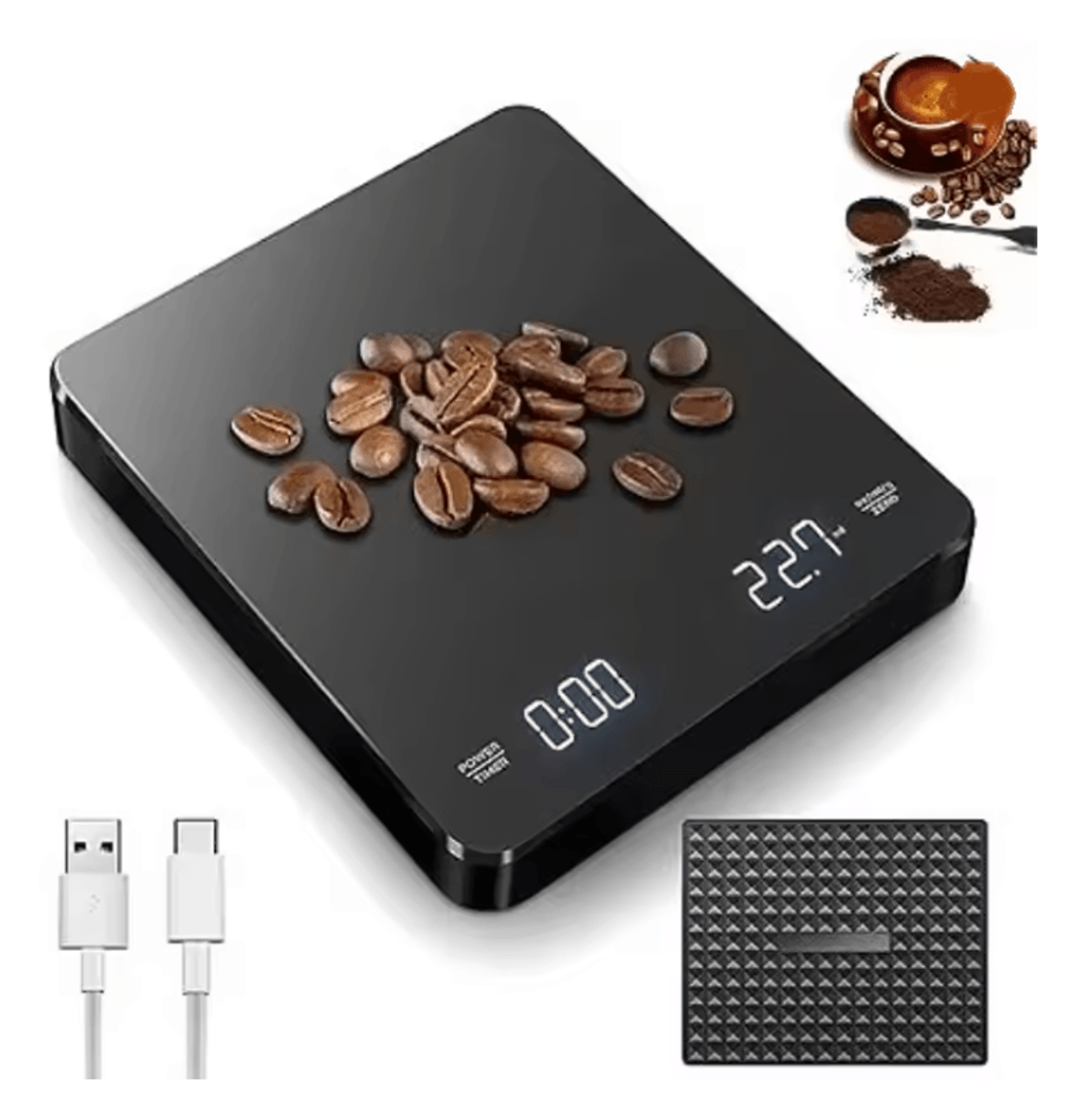BrewMaster Precision Coffee Scale 25 Kg USB Recharge 0