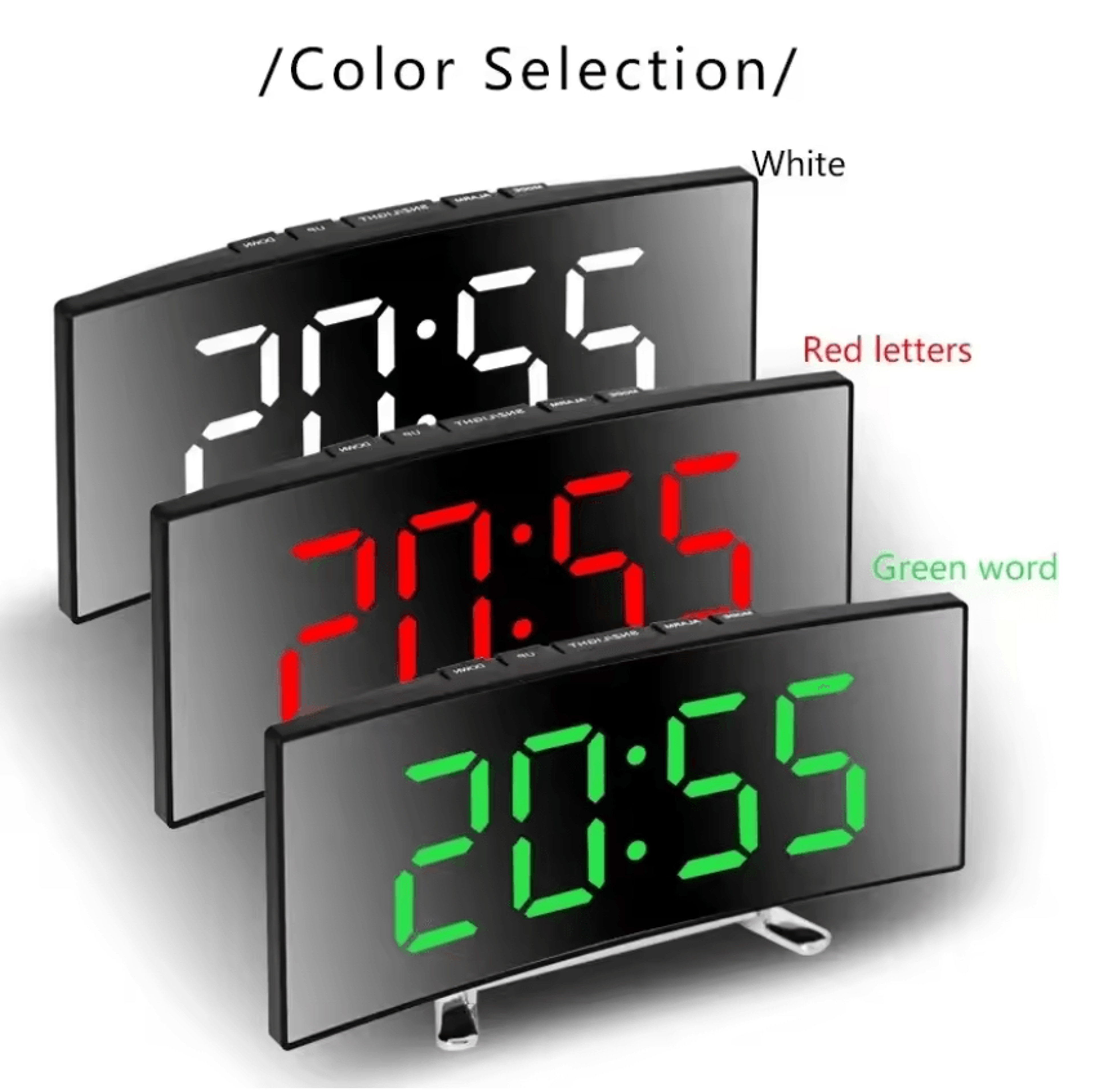 LumiCurve LED Mirror Alarm Clock 0