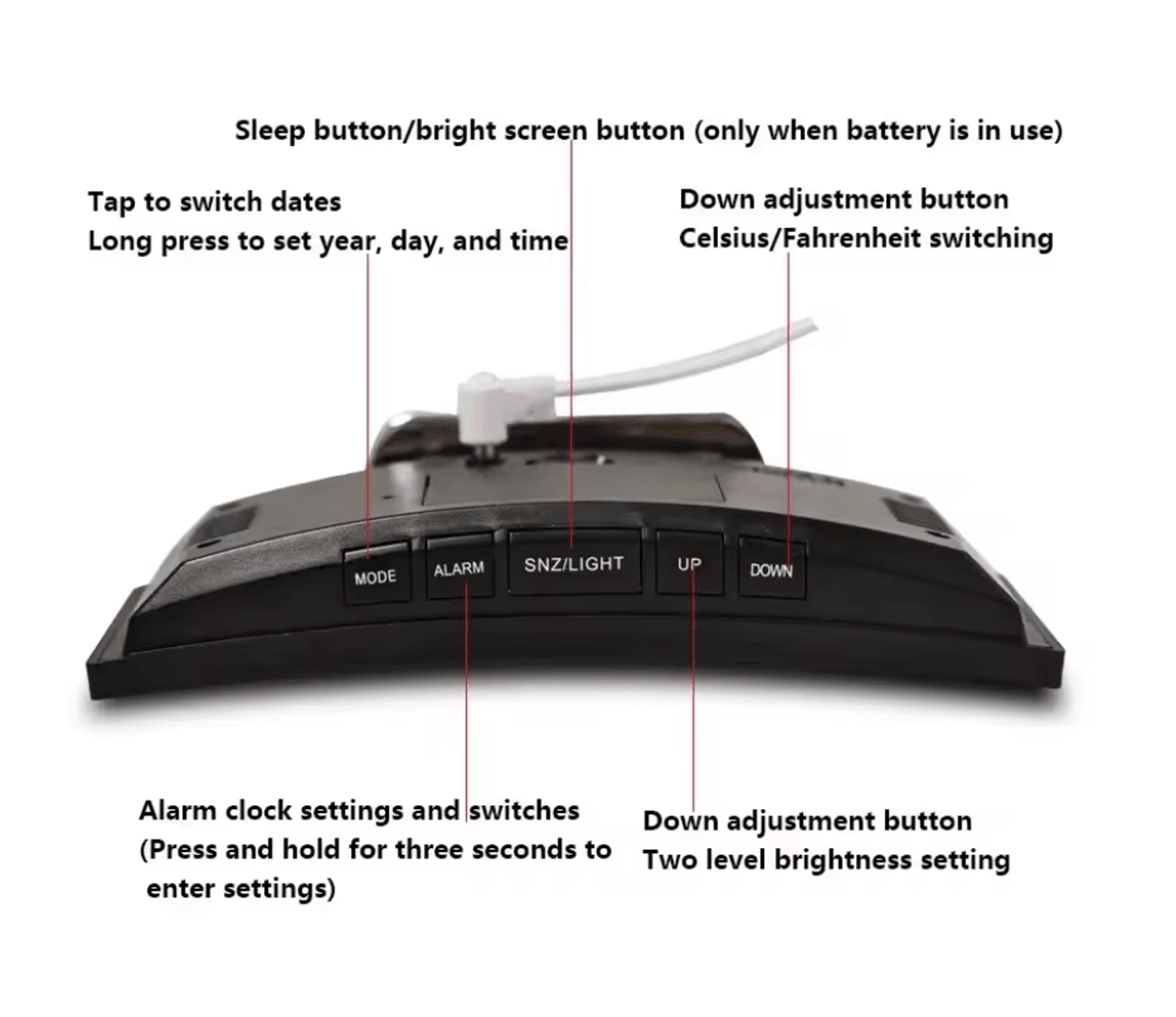 LumiCurve LED Mirror Alarm Clock 2