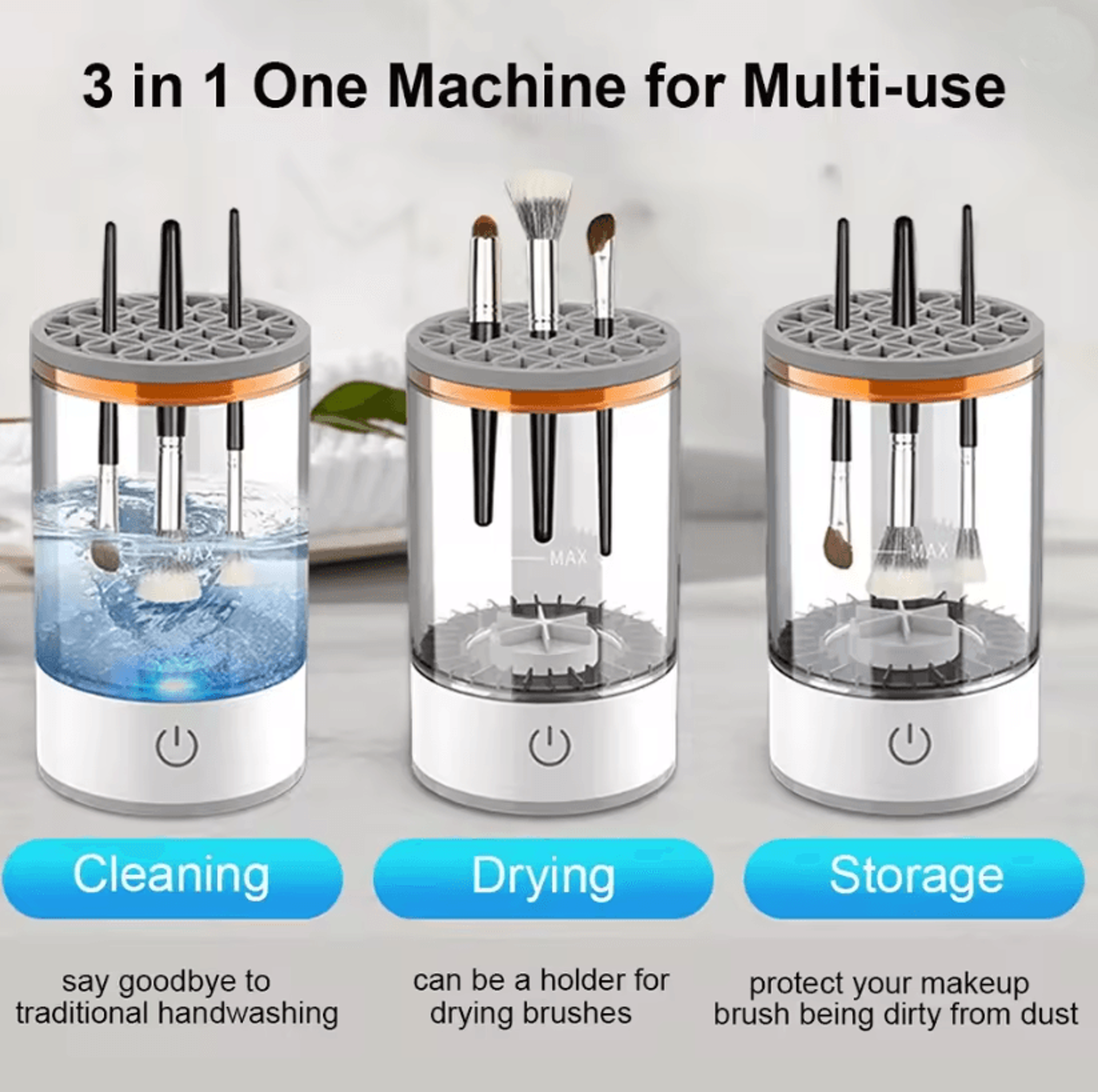 GlowSpin Electric Makeup Brush Cleaner Automatic Rechargeable Cleaning Tool 0