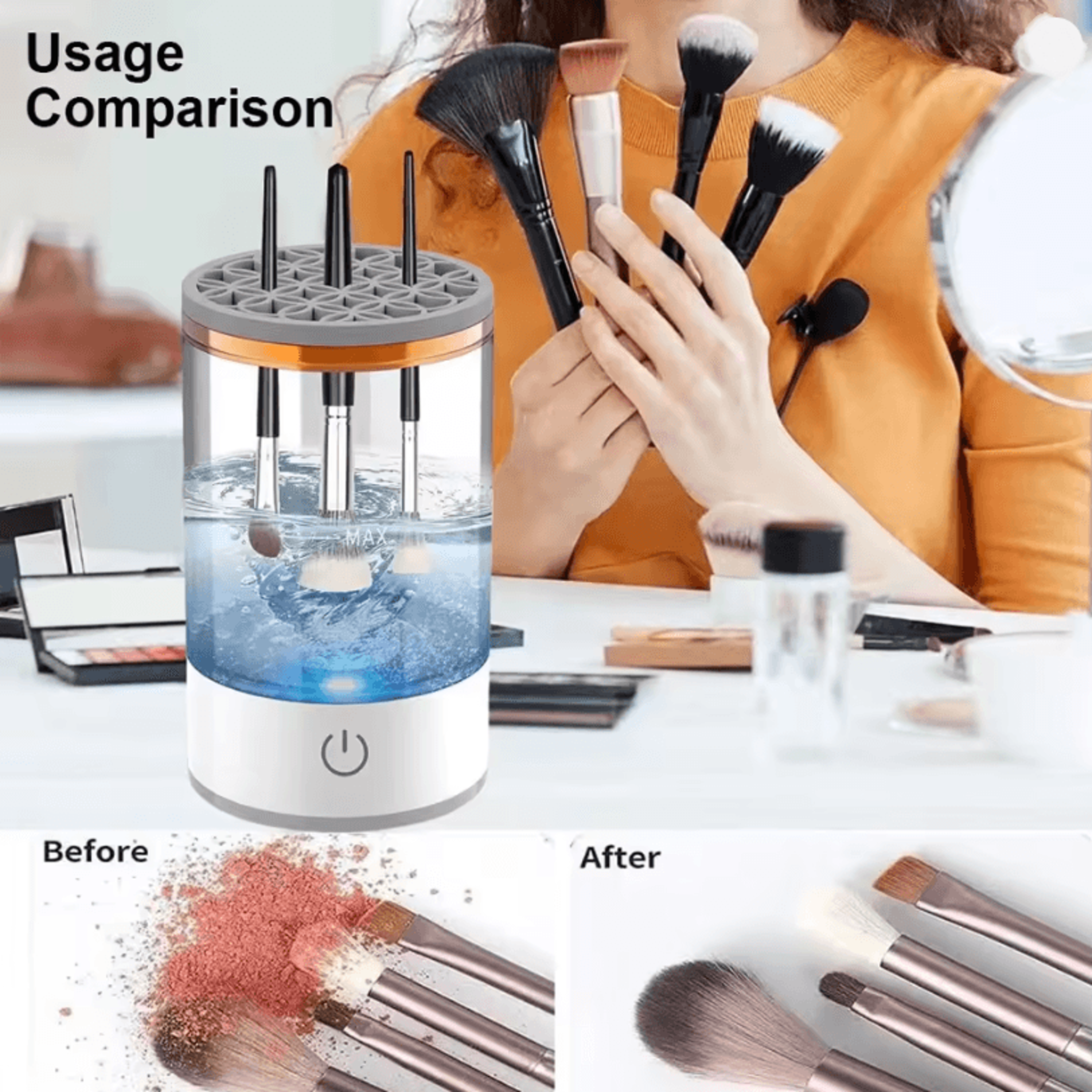 GlowSpin Electric Makeup Brush Cleaner Automatic Rechargeable Cleaning Tool 2