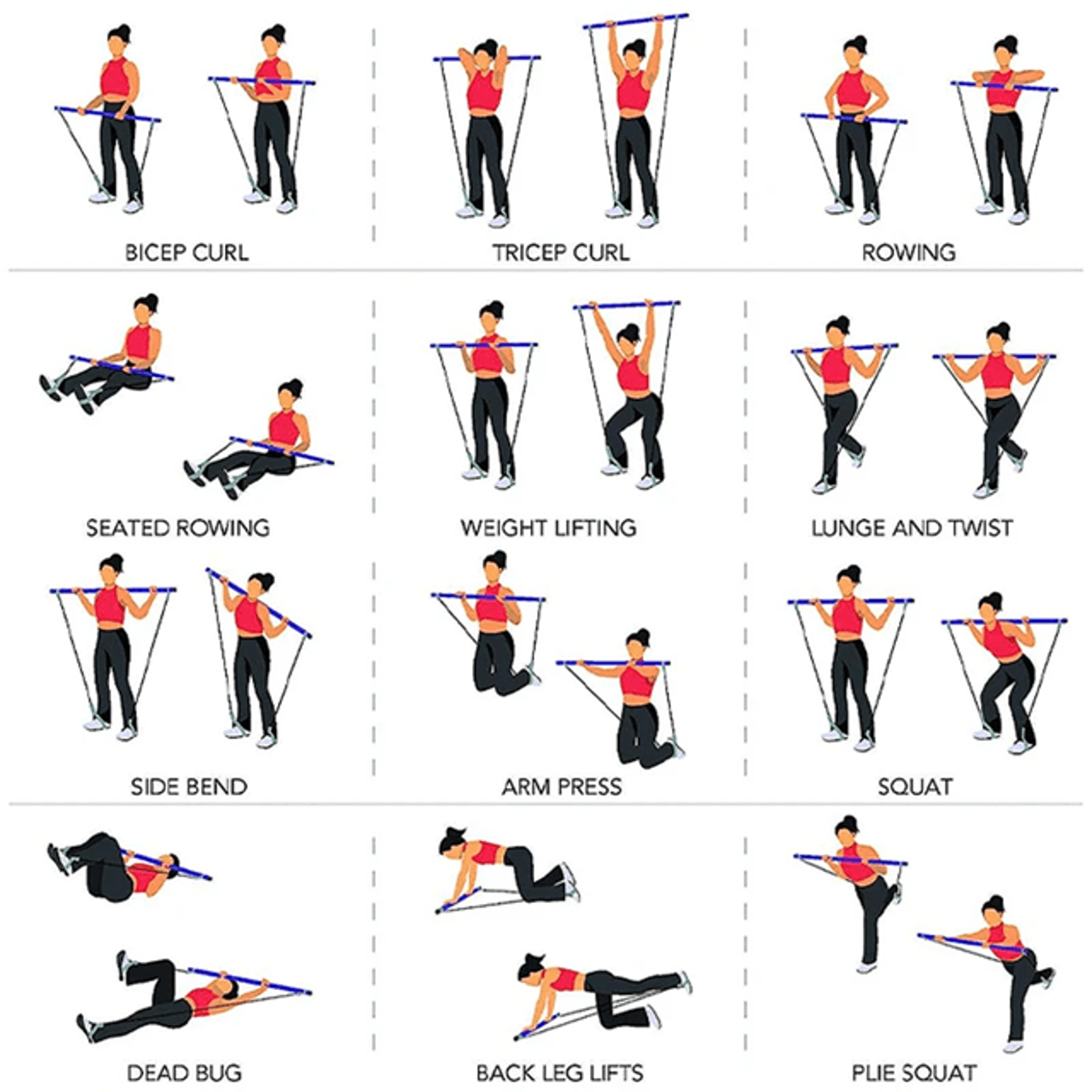 FlexCore Multifunctional Pilates Bar  Portable Yoga Resistance Band And Full Body Toning Trainer 2
