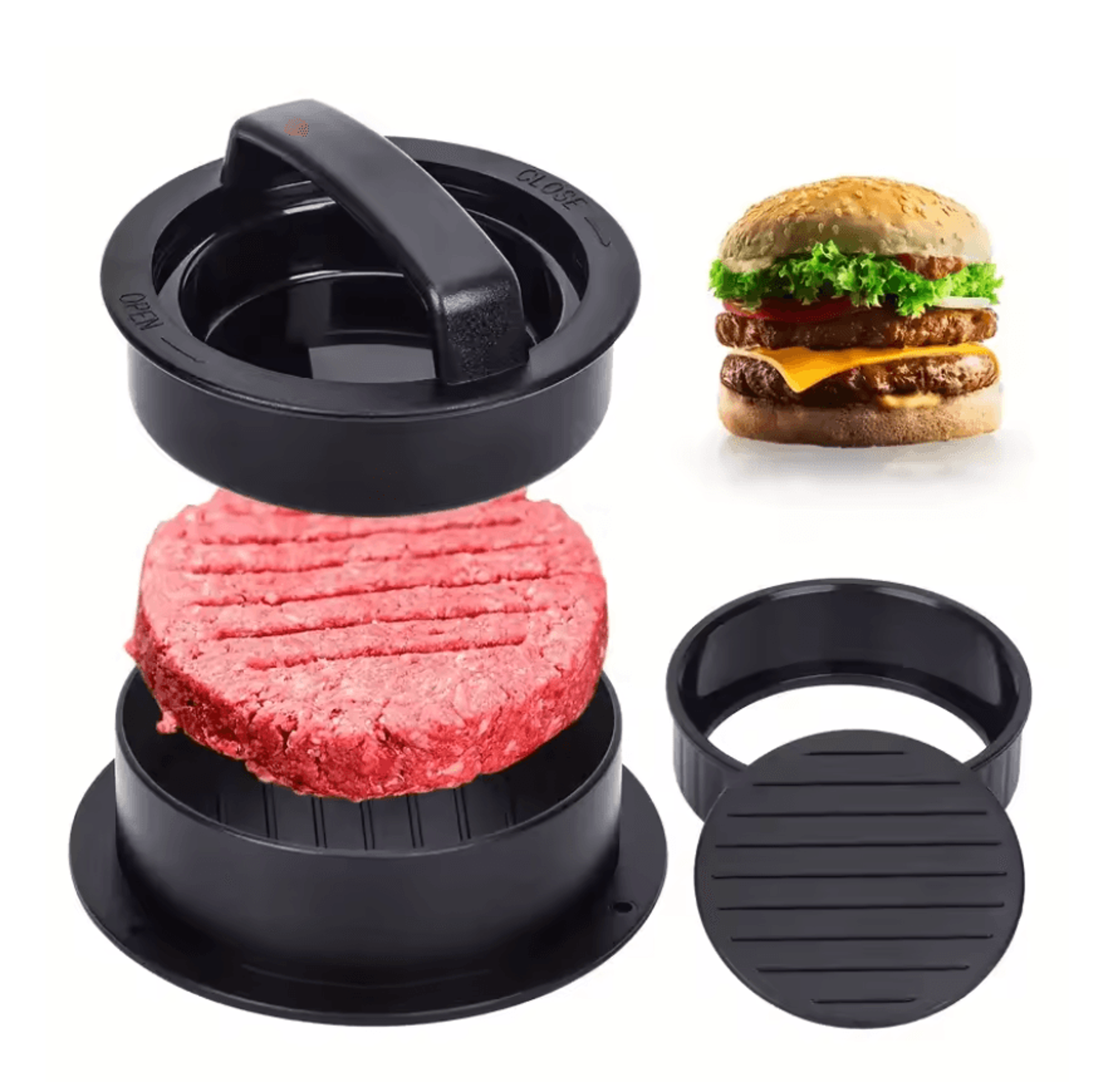 GrillPro 3 In 1 Burger Press And Patty Maker For Perfect Homemade Burgers 0