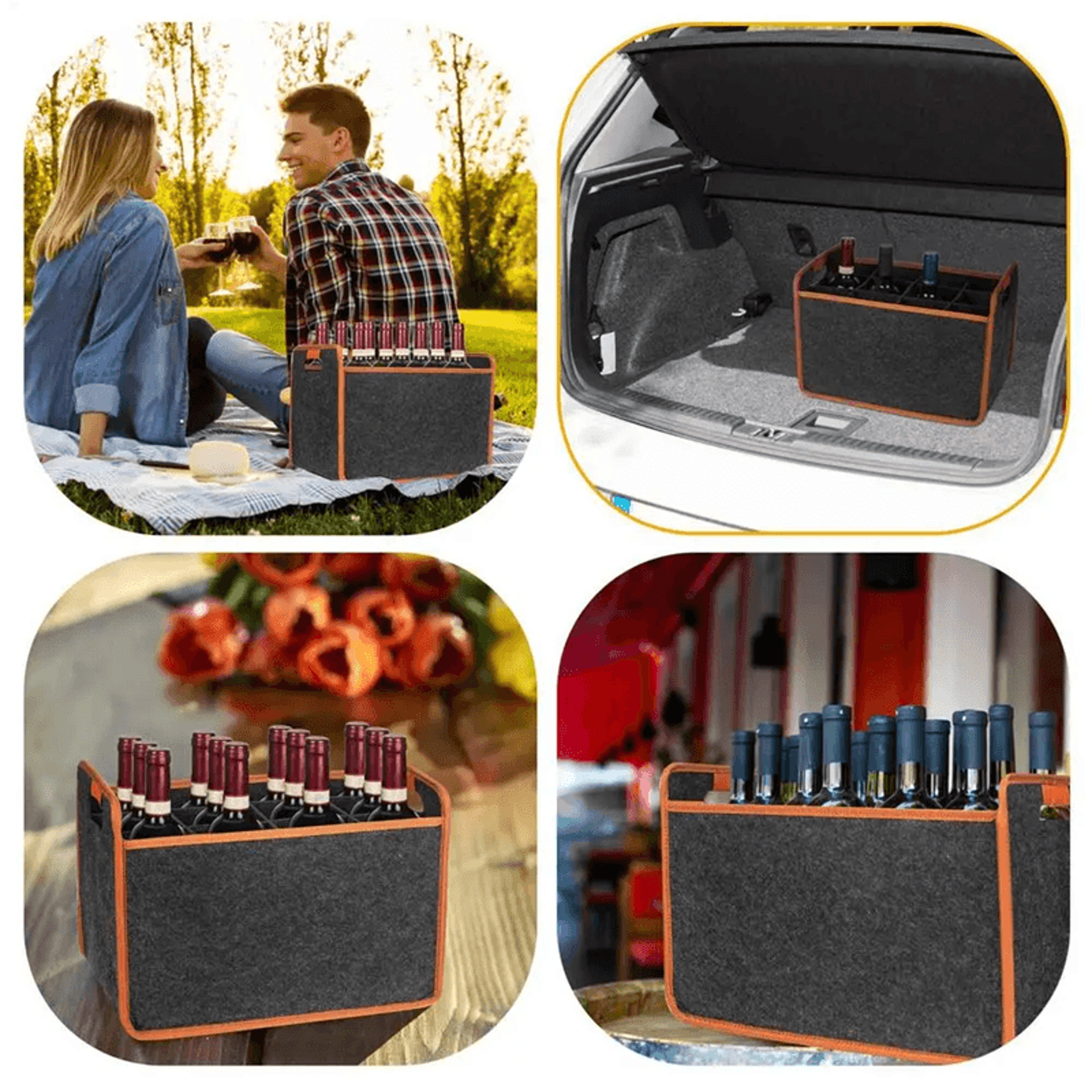 TravelBottle Felt 12Compartment Carrier Tote Portable Wine Bottle Tote Bag For Travel Picnic Weddin 1