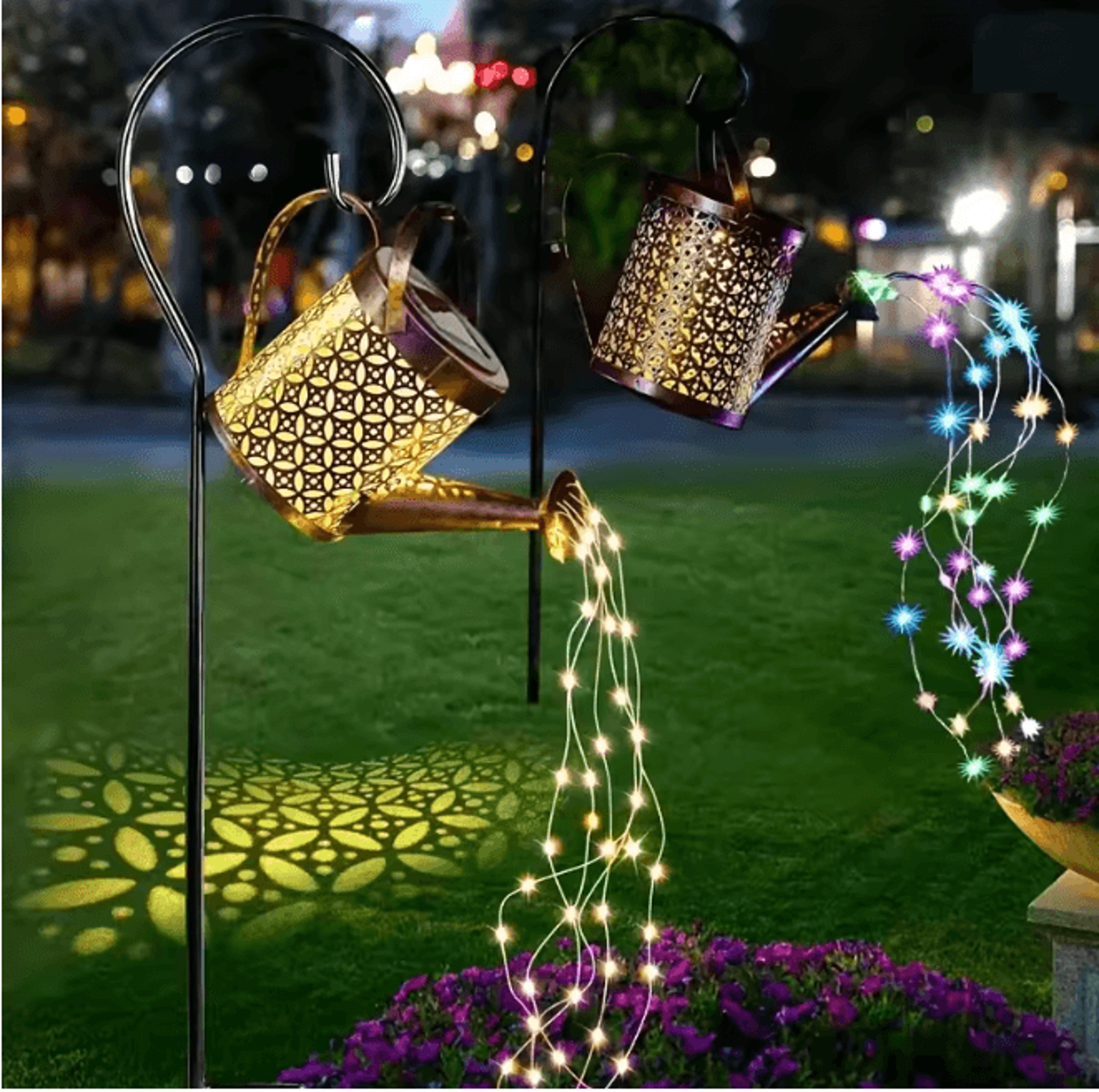AquaGlow Solar Watering Can Light Outdoor Decorative Fairy Shower Lamp 0