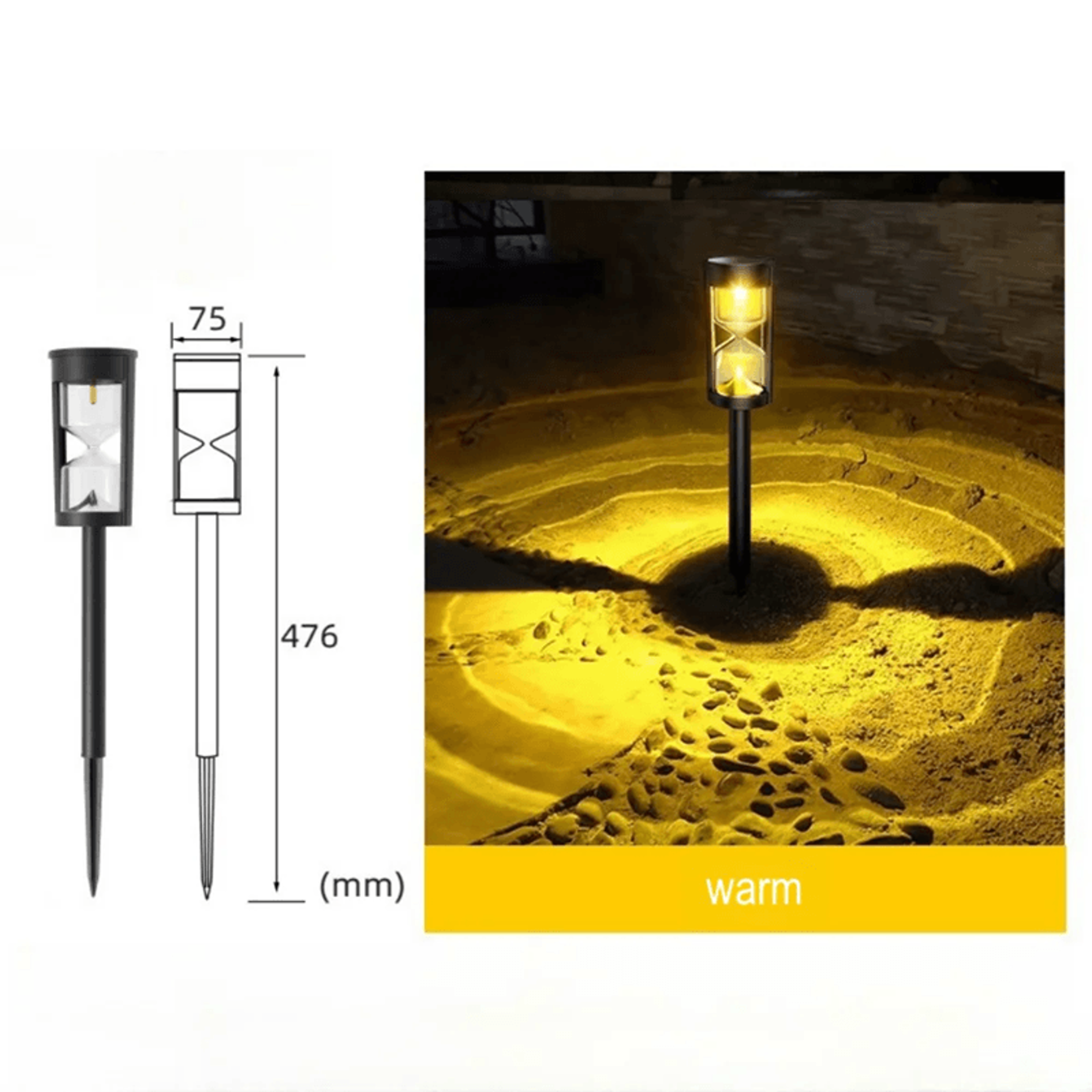 BrightFlow Hourglass Solar Pathway Lights Outdoor Garden Set 2
