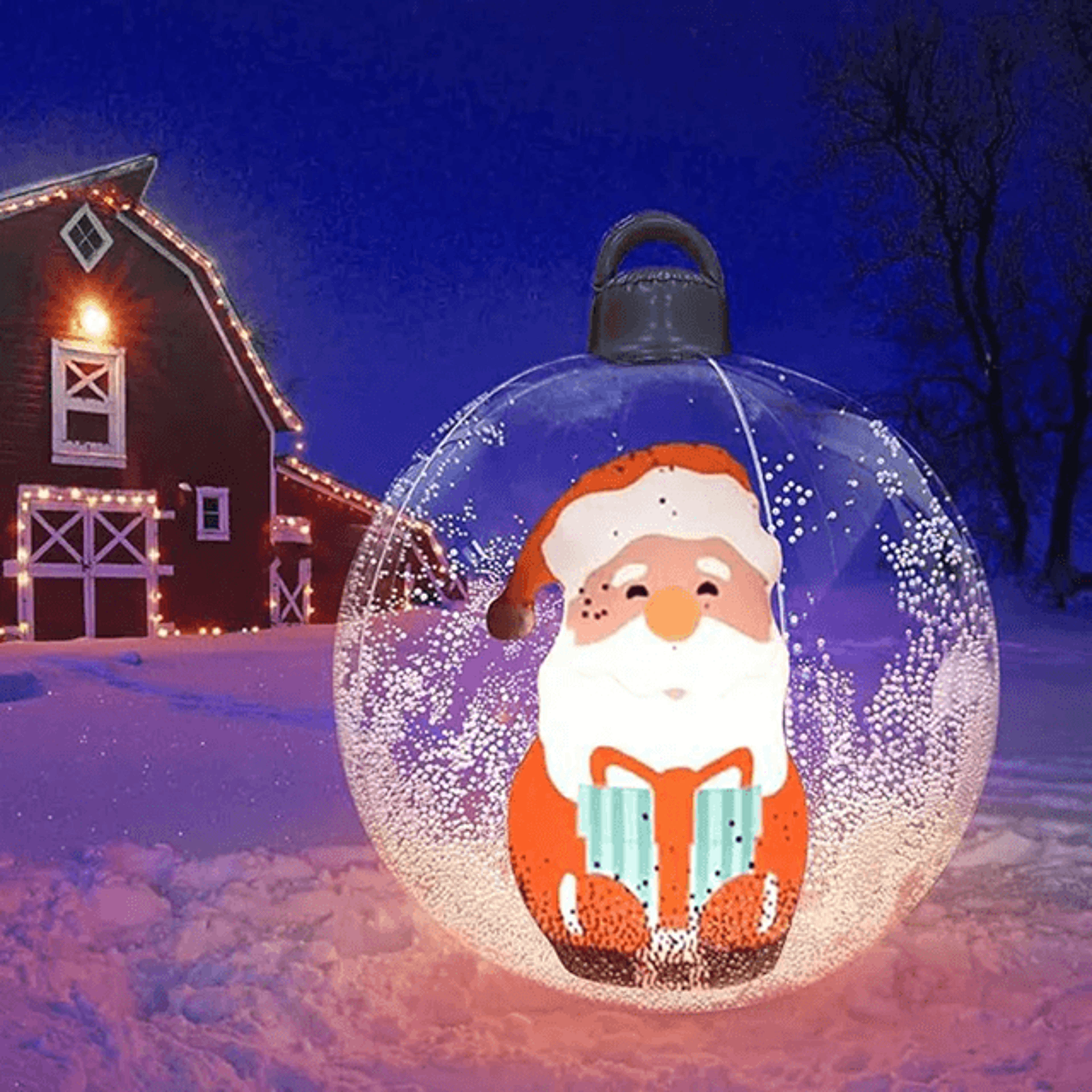GlowOrb 60 Cm Giant Inflatable Christmas Ball With LED Lights  Transparent Outdoor Ornament 0