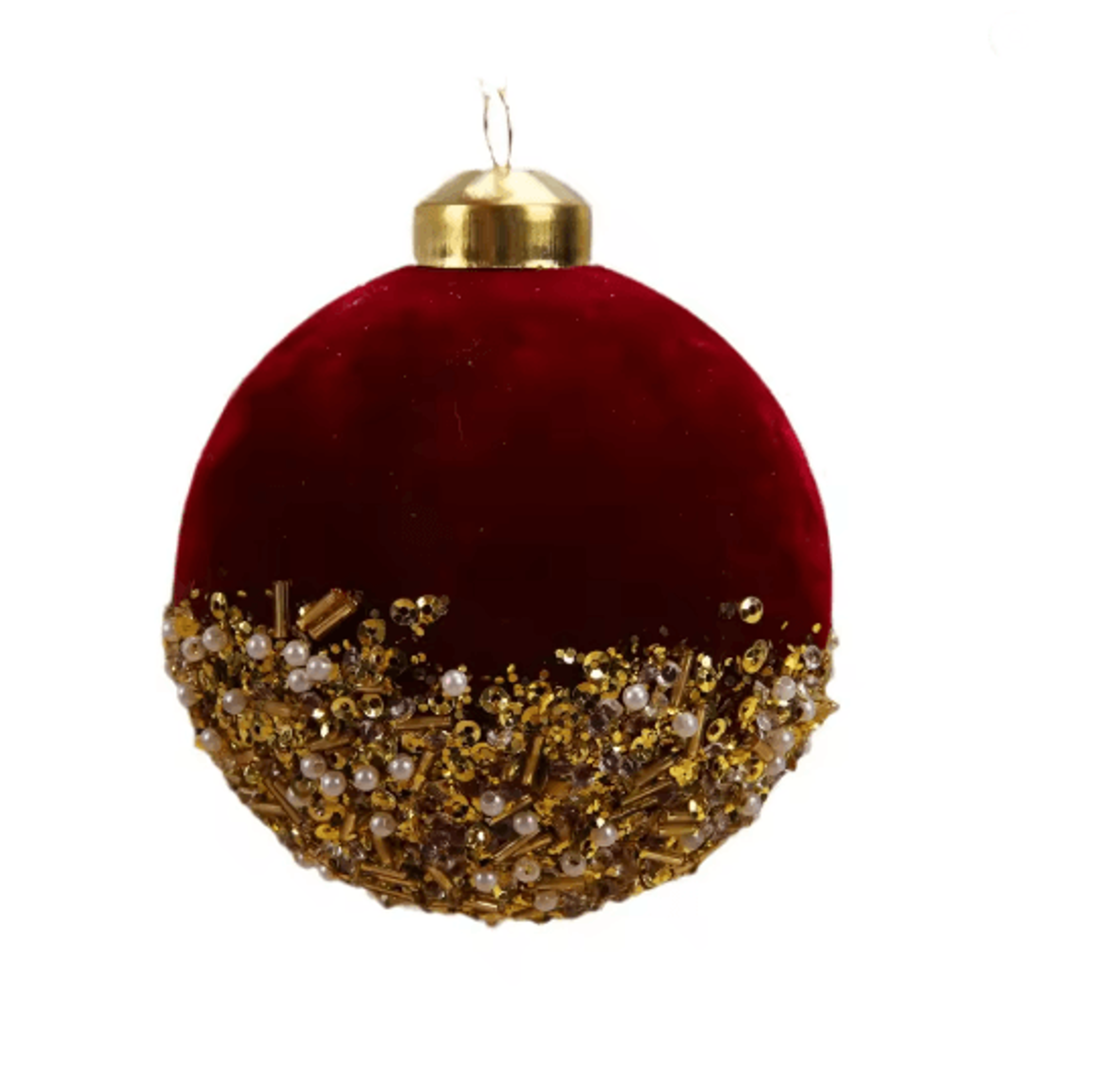 VelvetGlitz 3Inch Red Velvet  Sequin Christmas Balls Set Premium Glitter Ornaments For Tree And Par 3