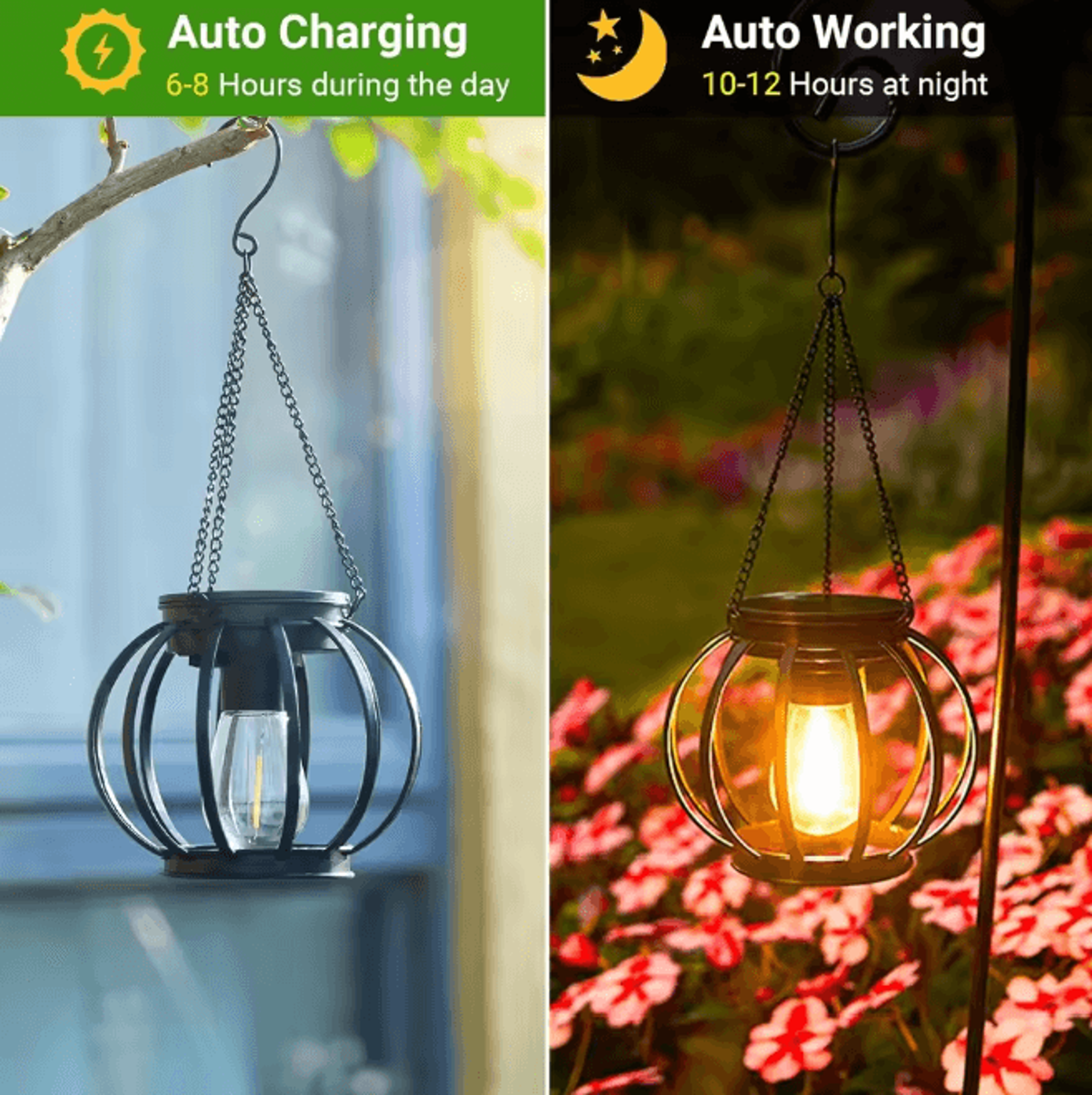 SolarGlow Outdoor Hanging Lantern Waterproof Garden Light 2