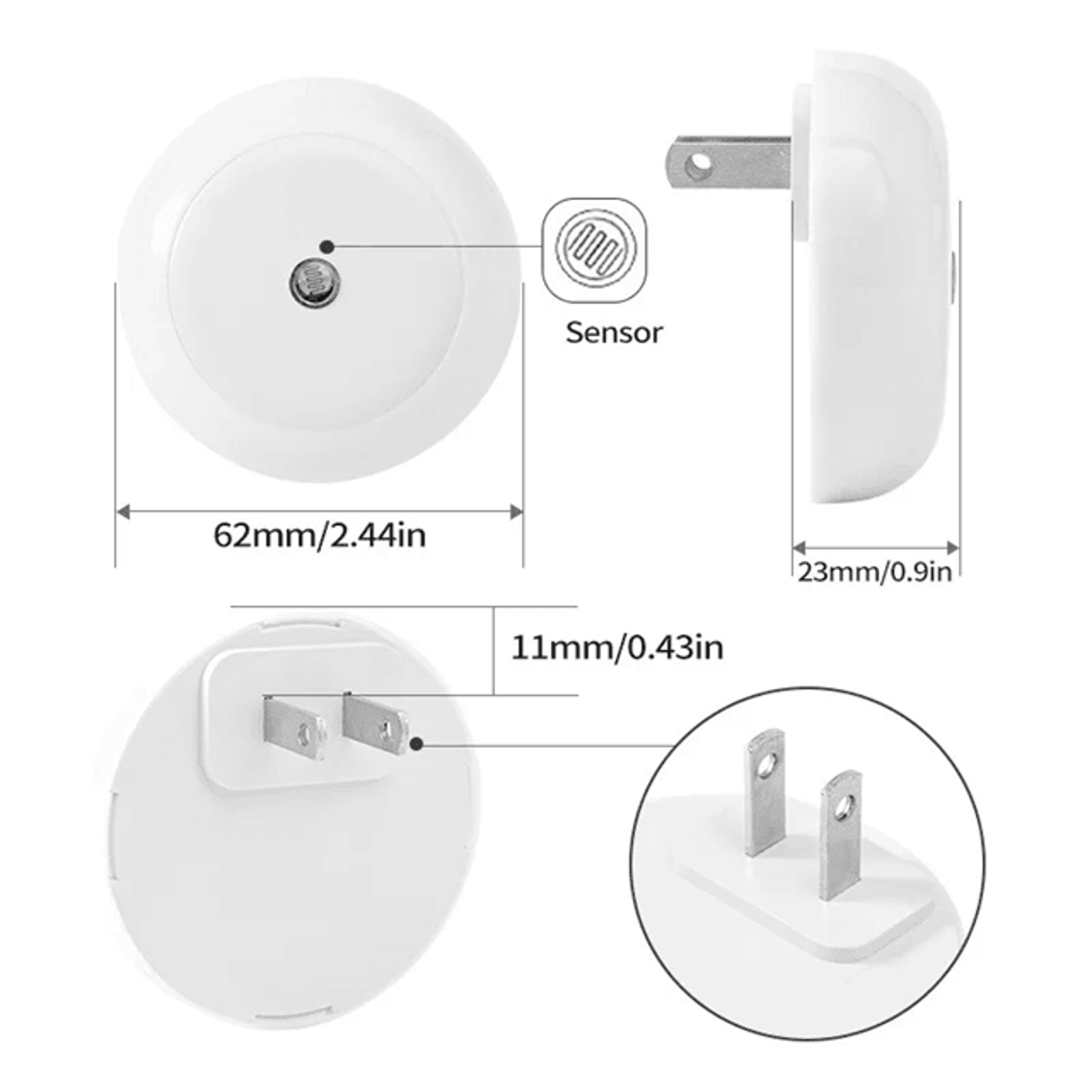 GlowEase PlugIn Smart Dusk To Dawn LED Night Light 0