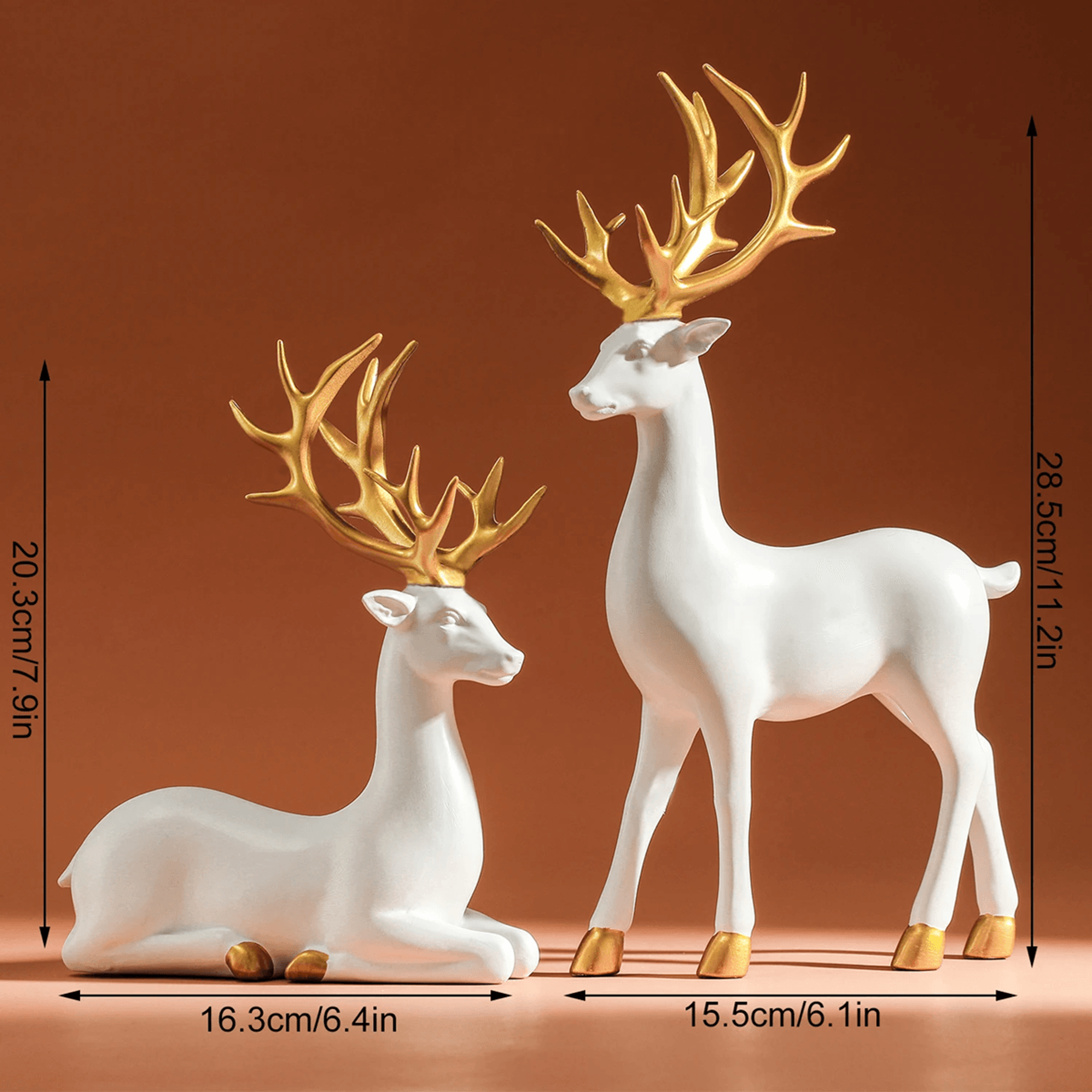 Elegant White Reindeer Home Decor Statue 0