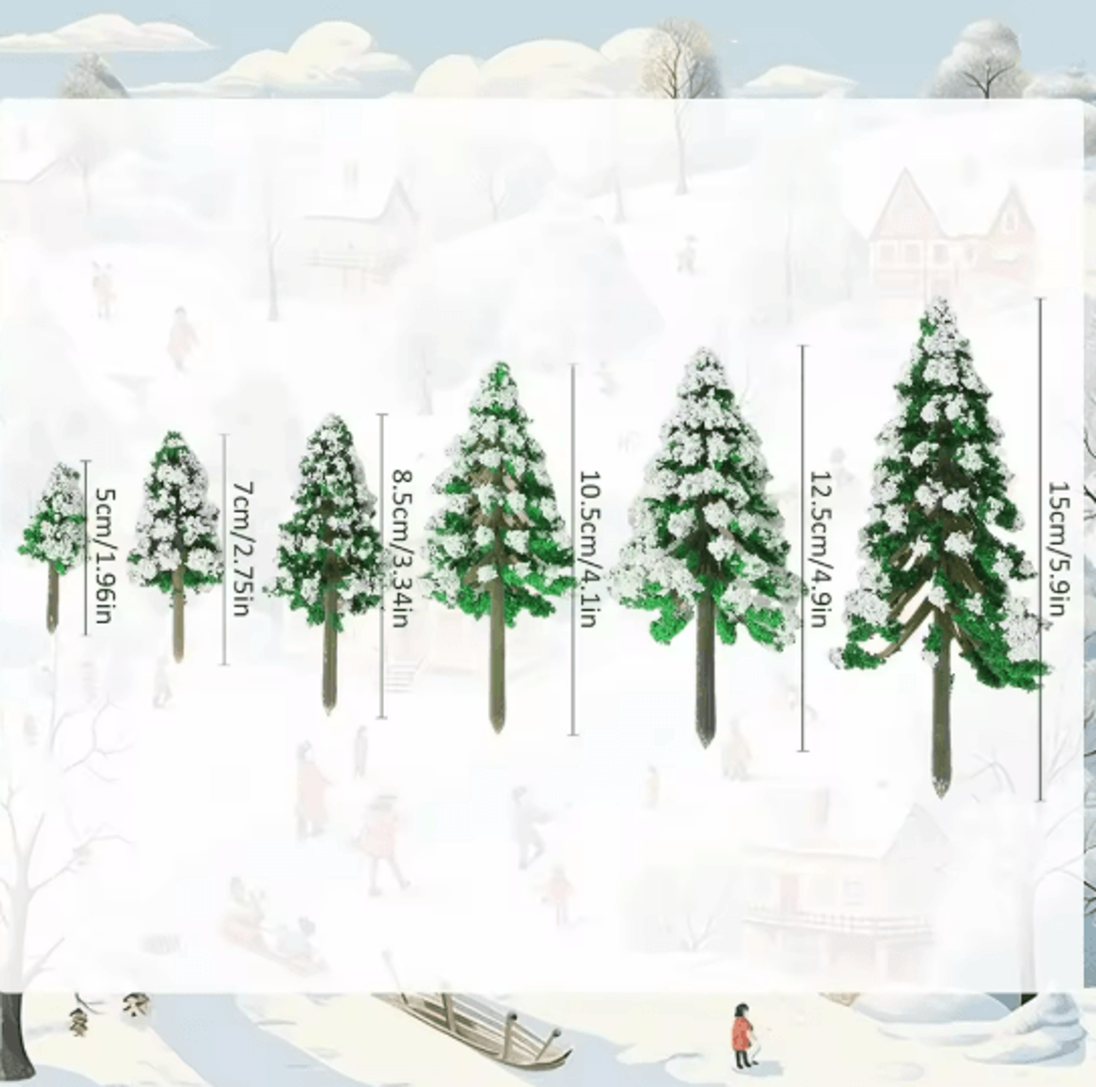 Winter Pine Mini Decor Trees Set 1