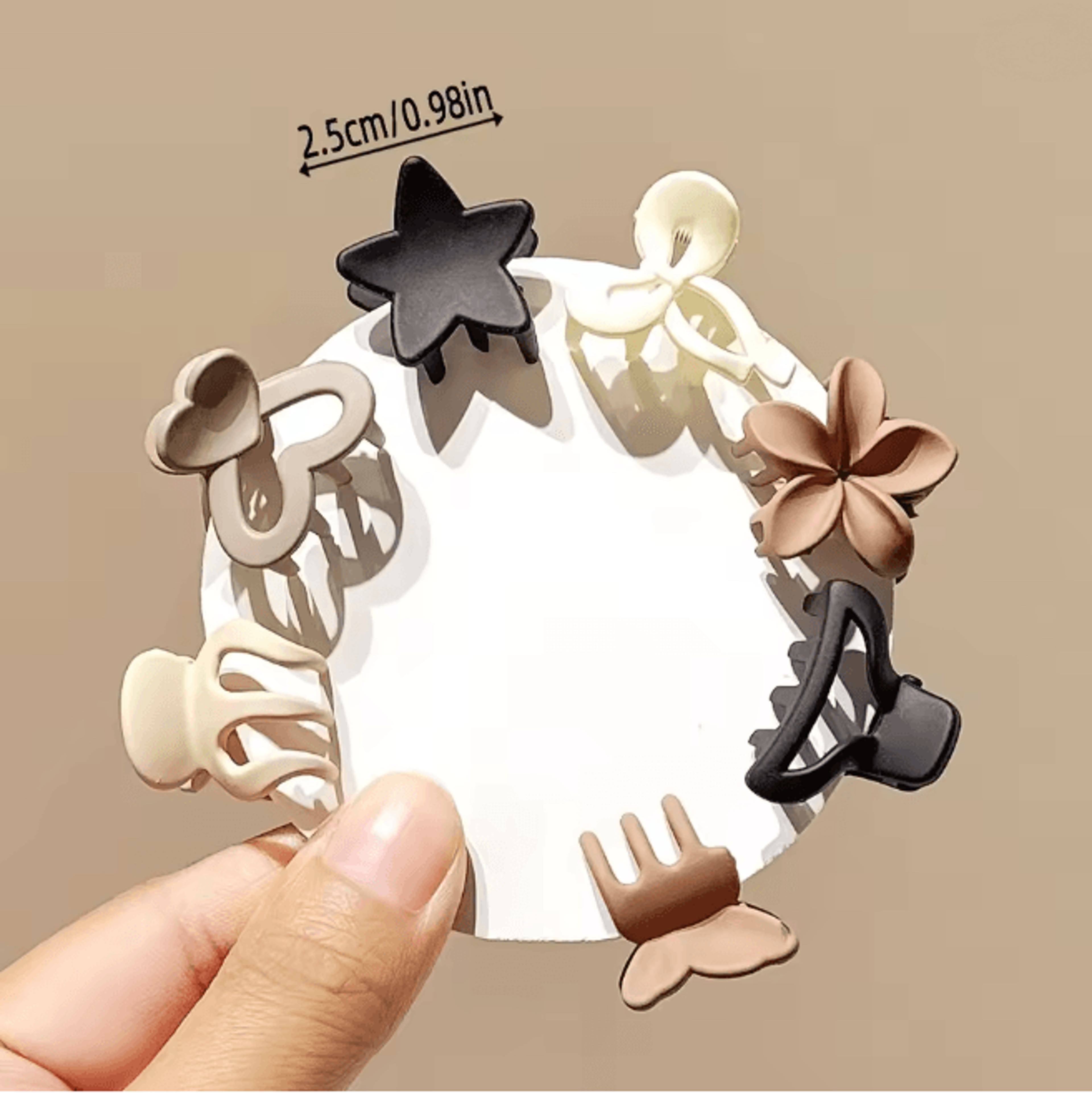 Beige Mini Hair Clip Set 3