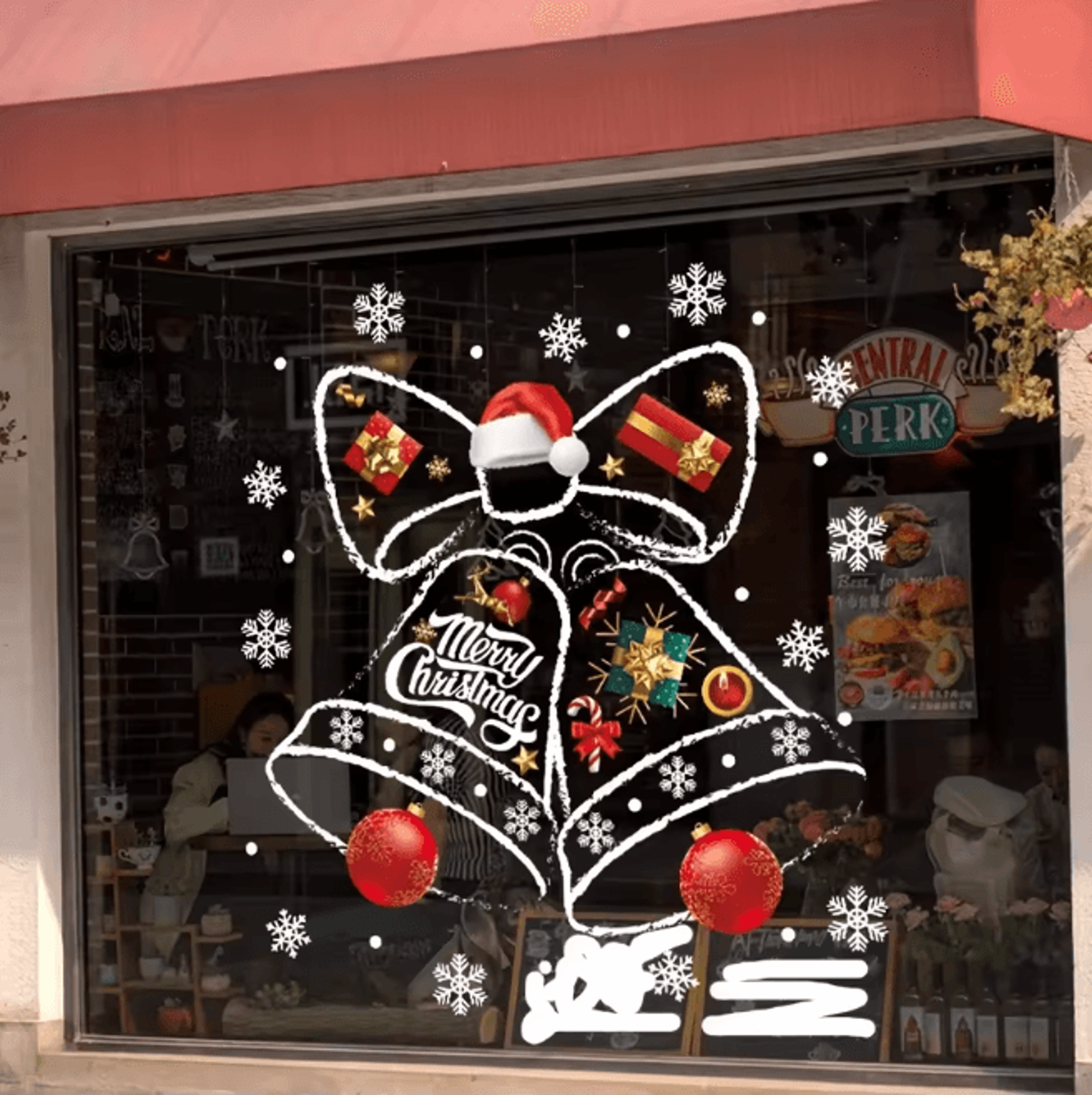 Christmas Holiday Window Decor Sticker Clock Design 4