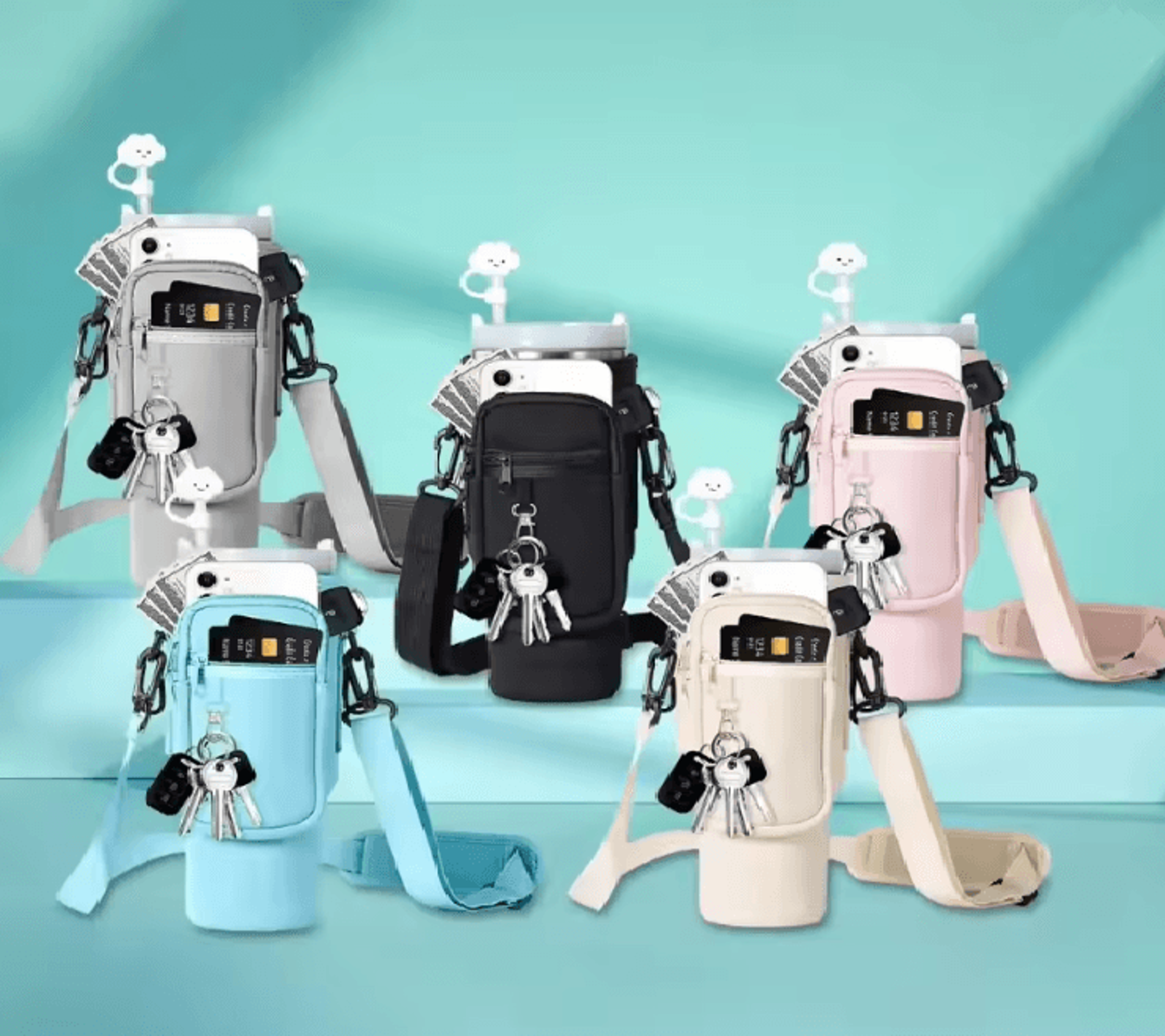 Neoprene Water Bottle Carrier Bag With Shoulder Strap 0