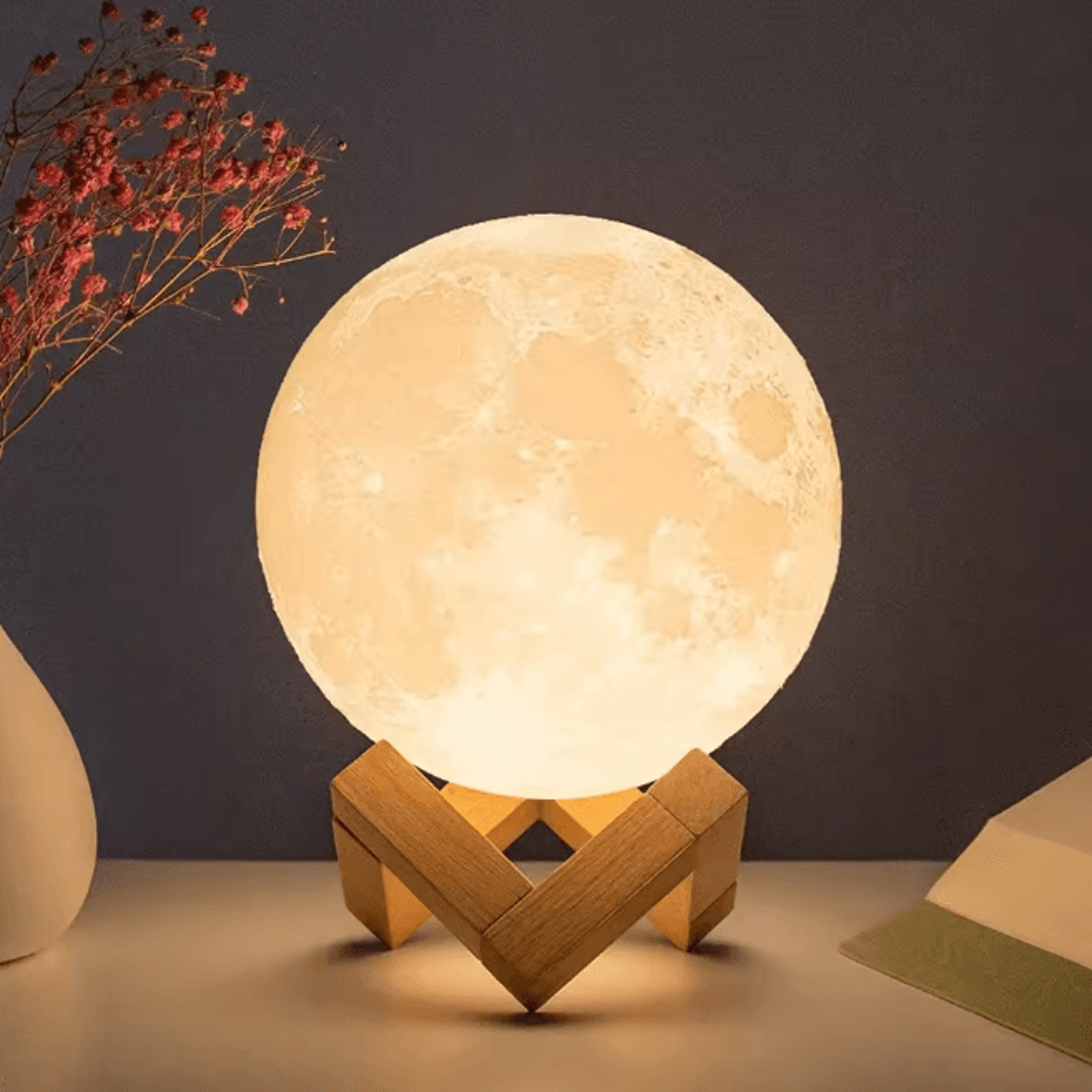 Moon Lamp LED Night Light With Stand 0