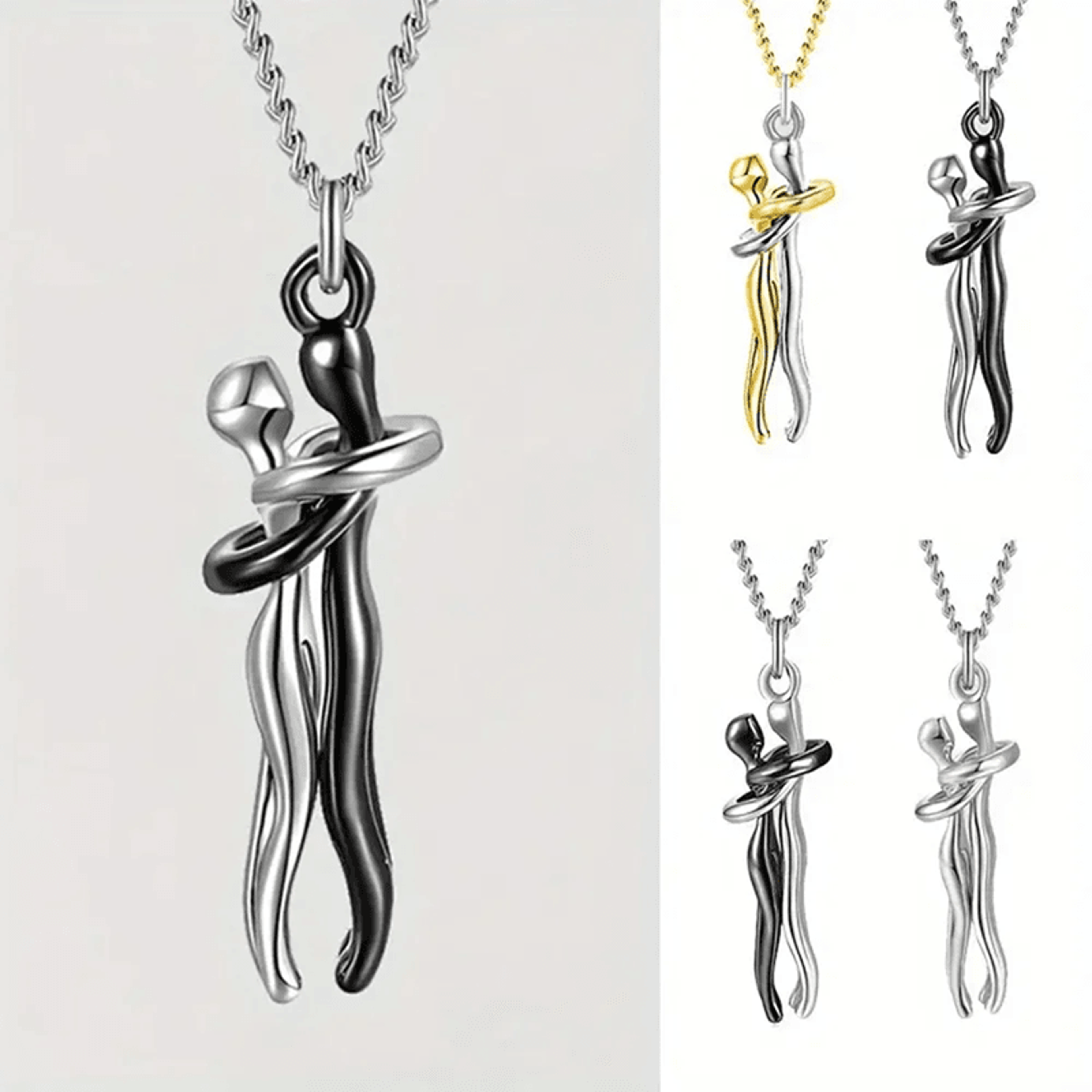 Black Hug Pendant Necklace For Couples And Everyday Style 0