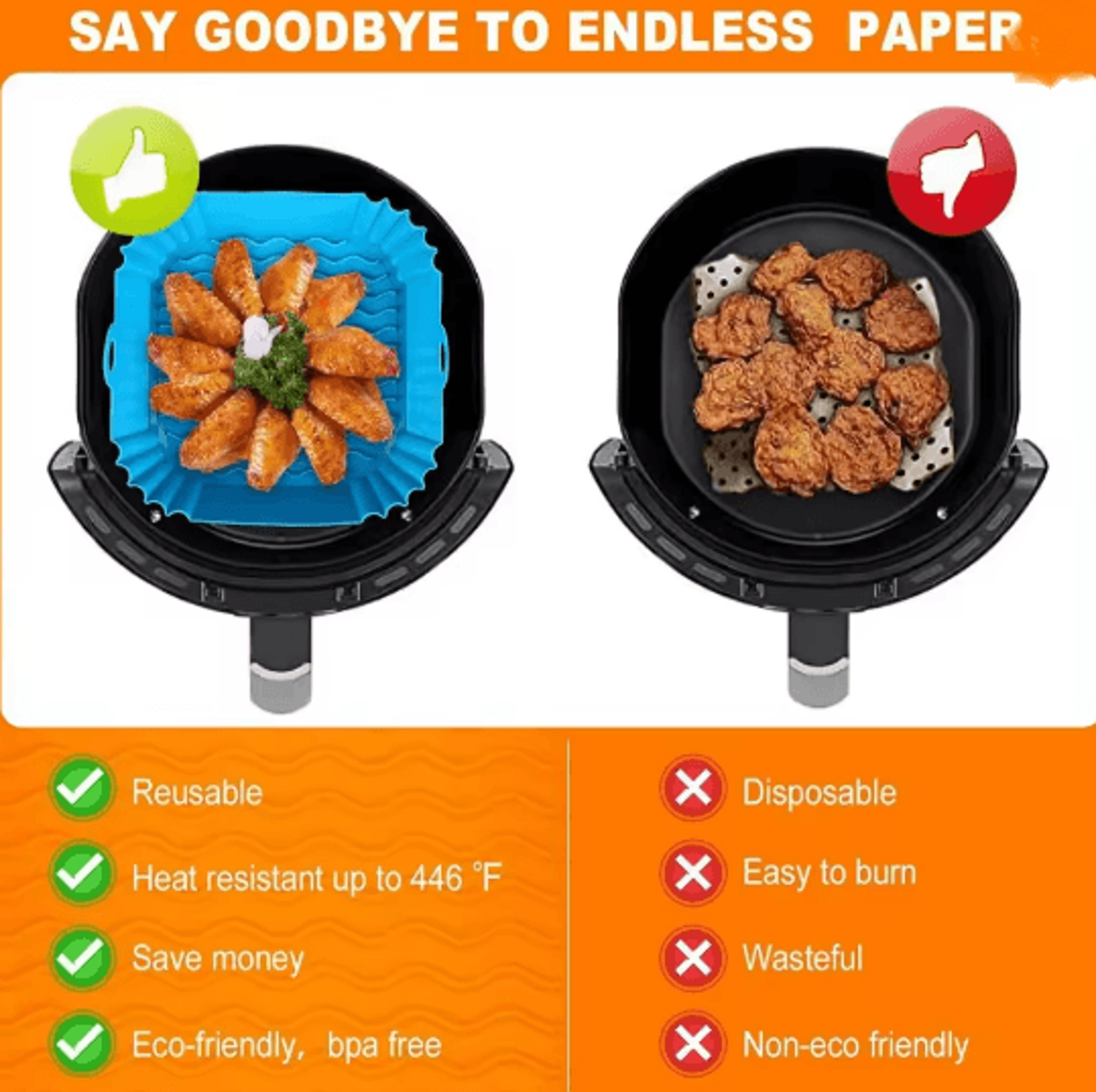 Silicone Air Fryer Pot For Easy Nonstick Cooking 0