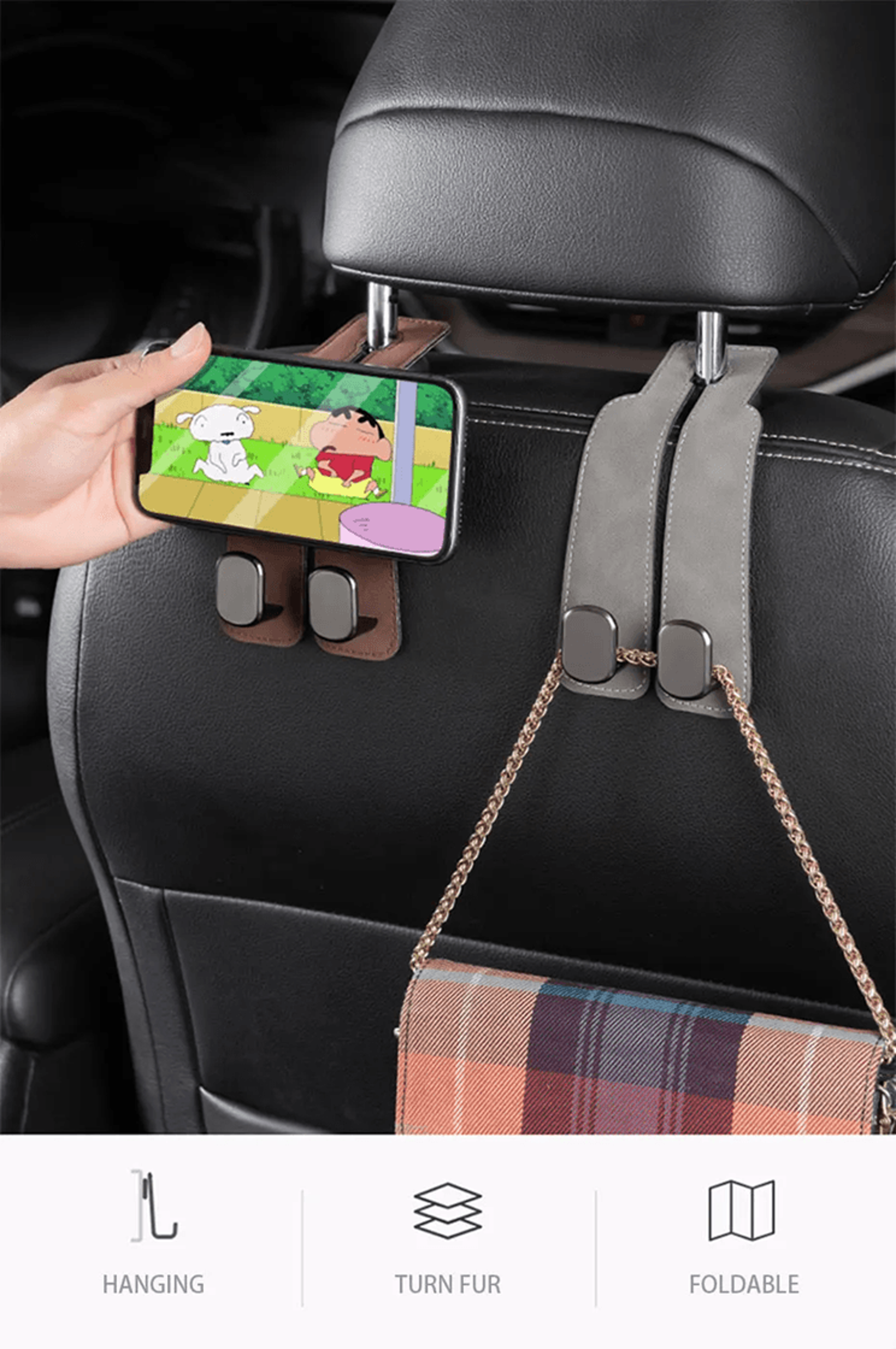 Soft Leather Car Seat Headrest Hook 2