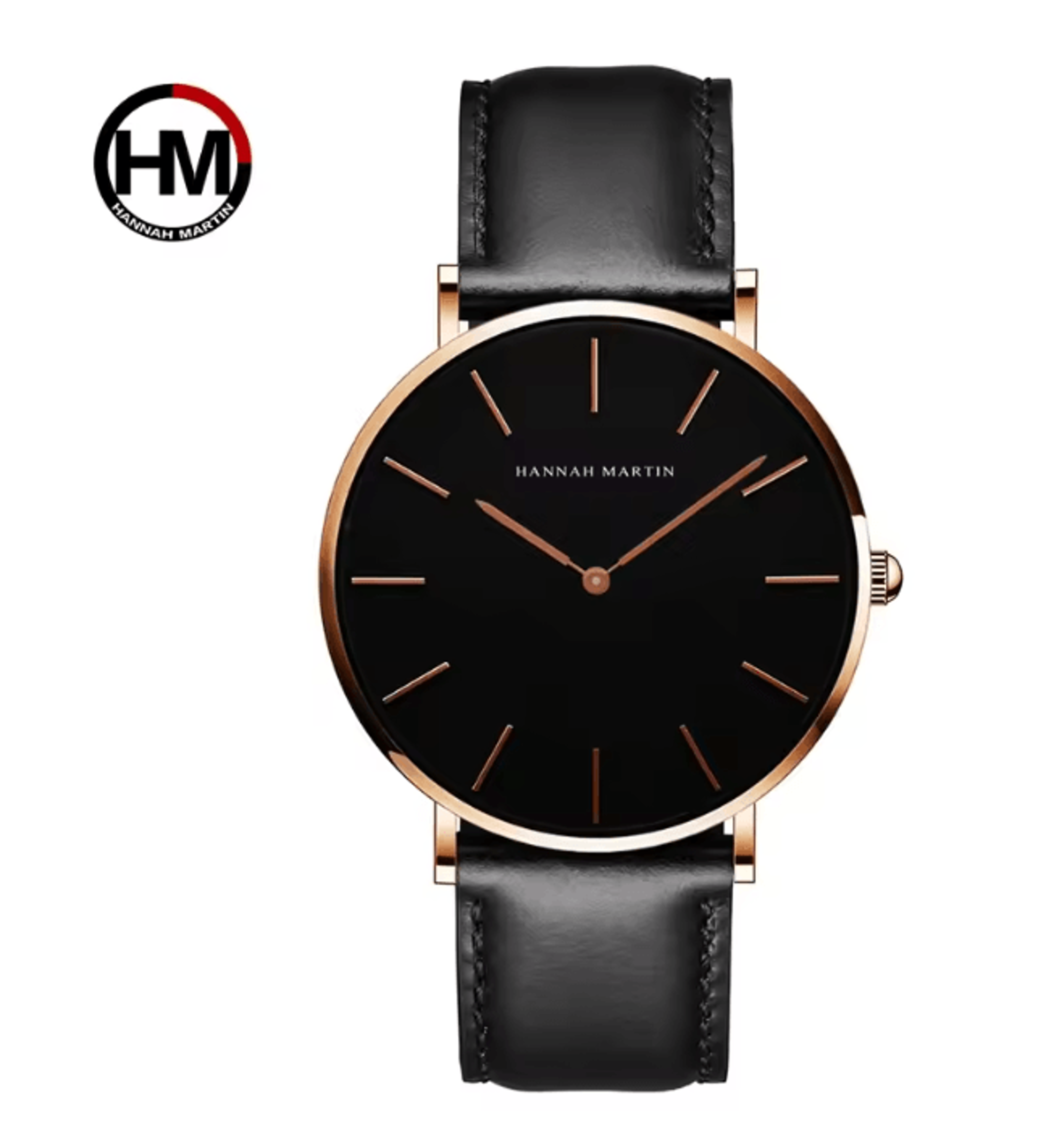 Rose Gold Leather Quartz Watch For Men And Women 4