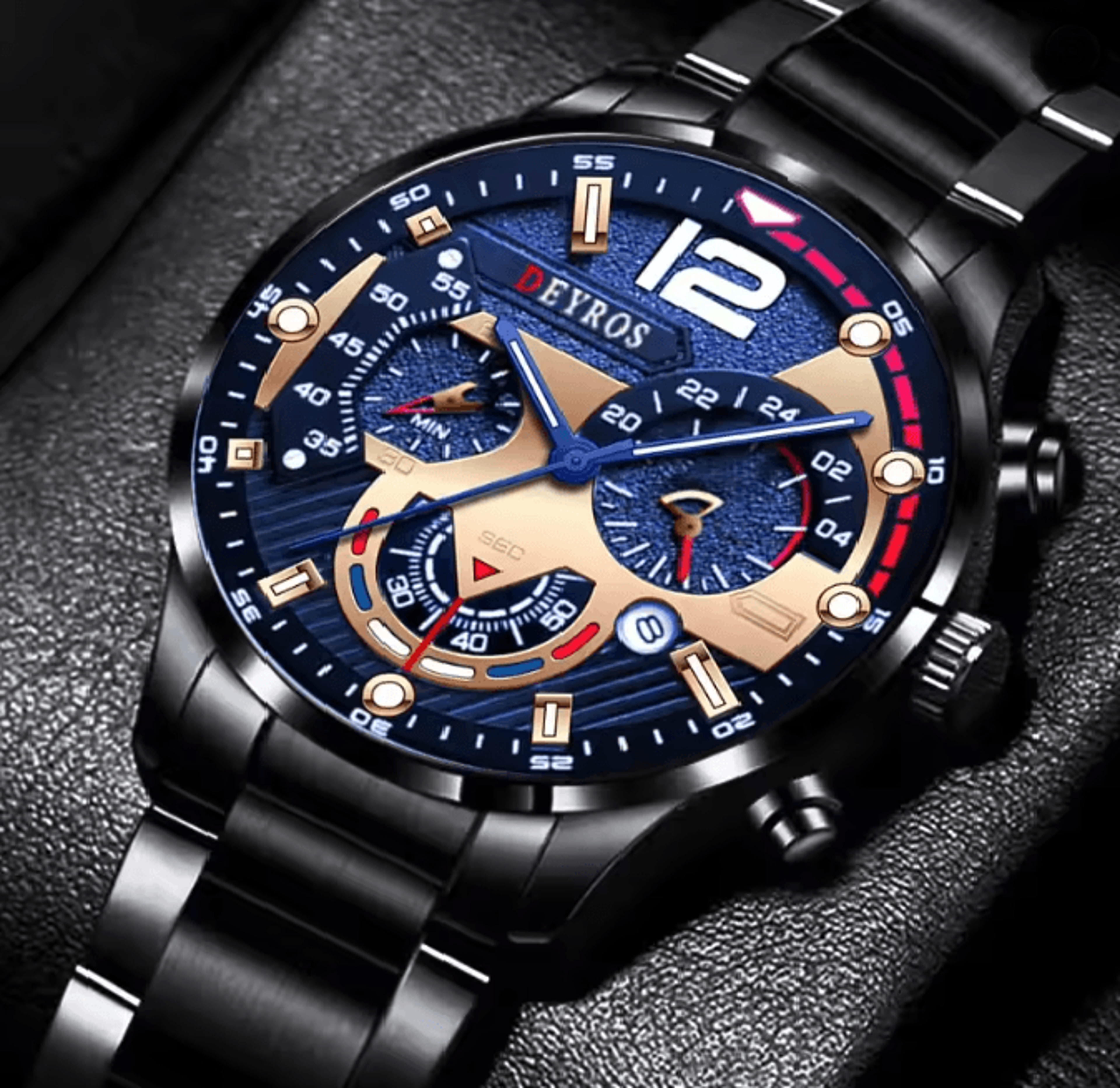 Stainless Steel Quartz Watch For Men With Calendar And Luminous Display 0