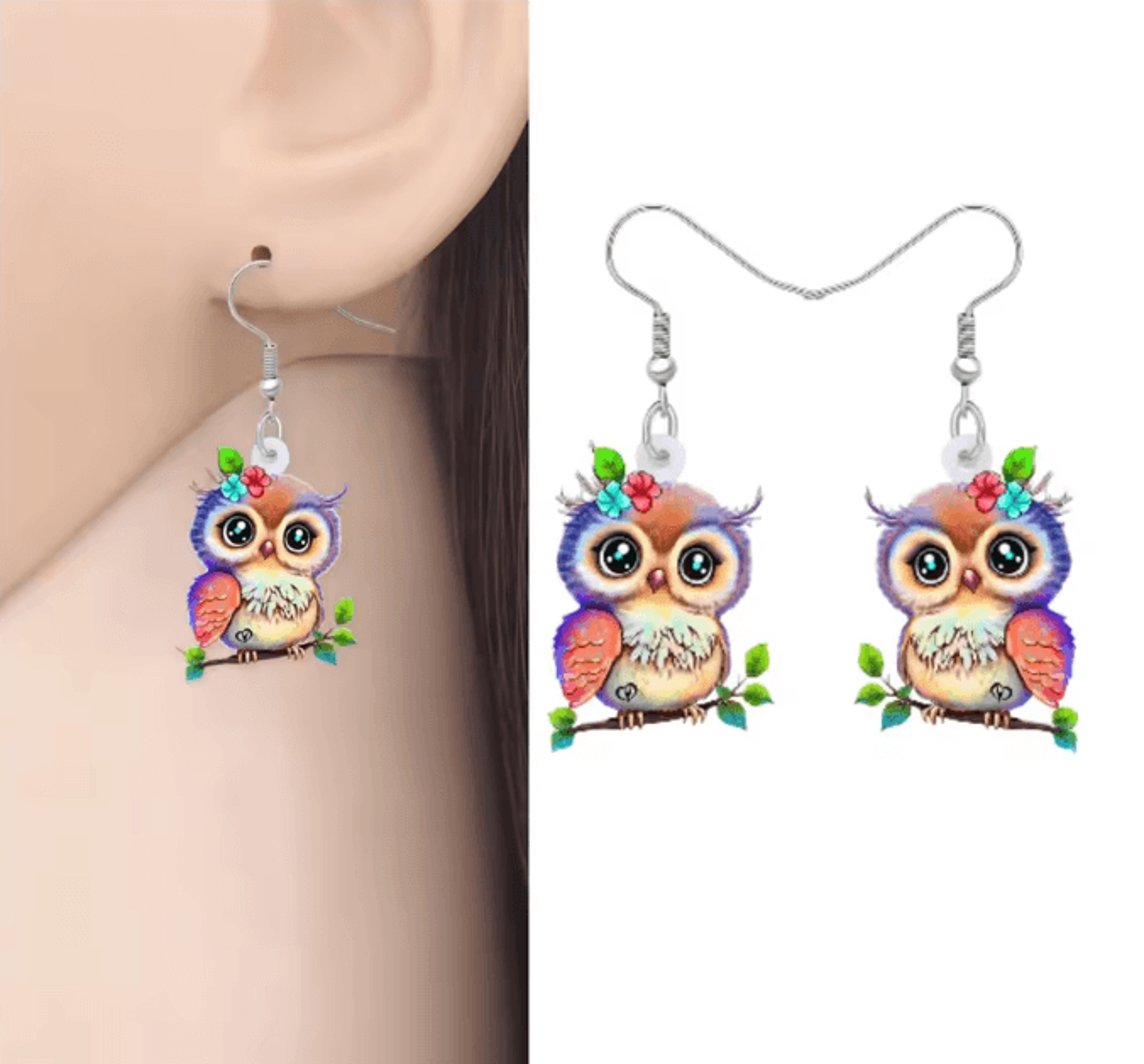 OwlCharm Big Eyes Dangle Earrings 0