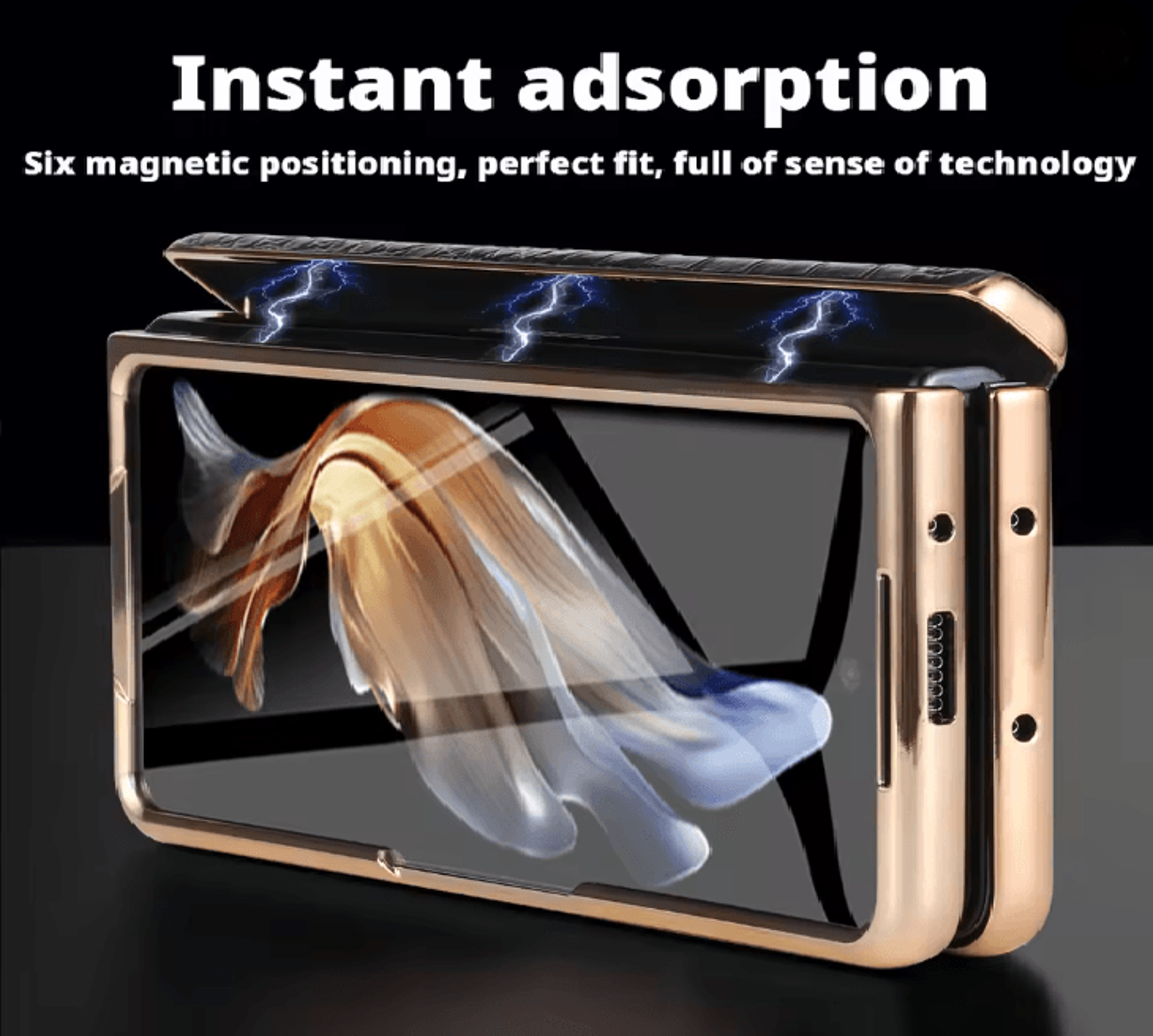 Genuine Leather Magnetic Protective Case For Samsung Z Fold Series 0