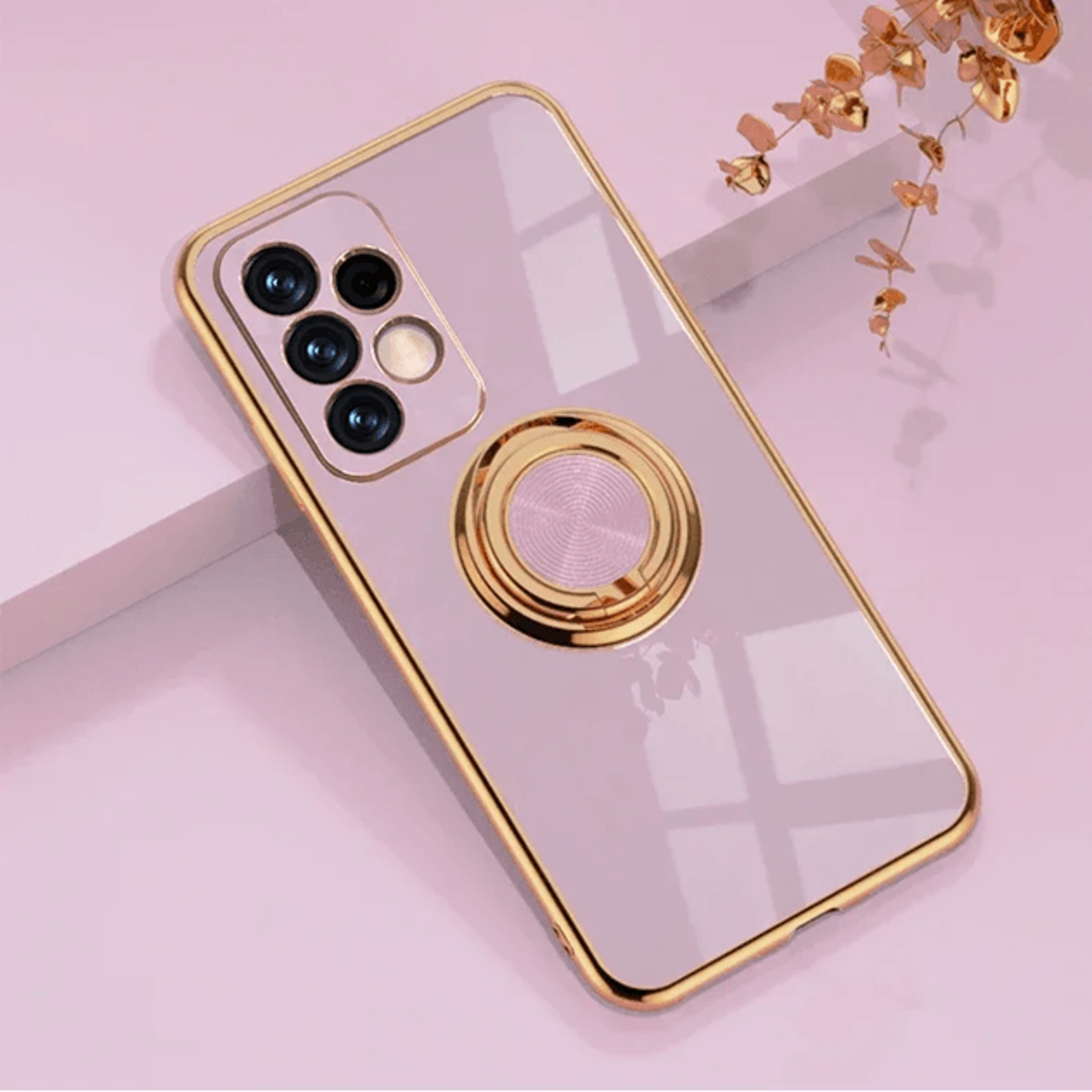 Plated Ring Holder Phone Case For Samsung Galaxy Secure Grip Kickstand Cover 4