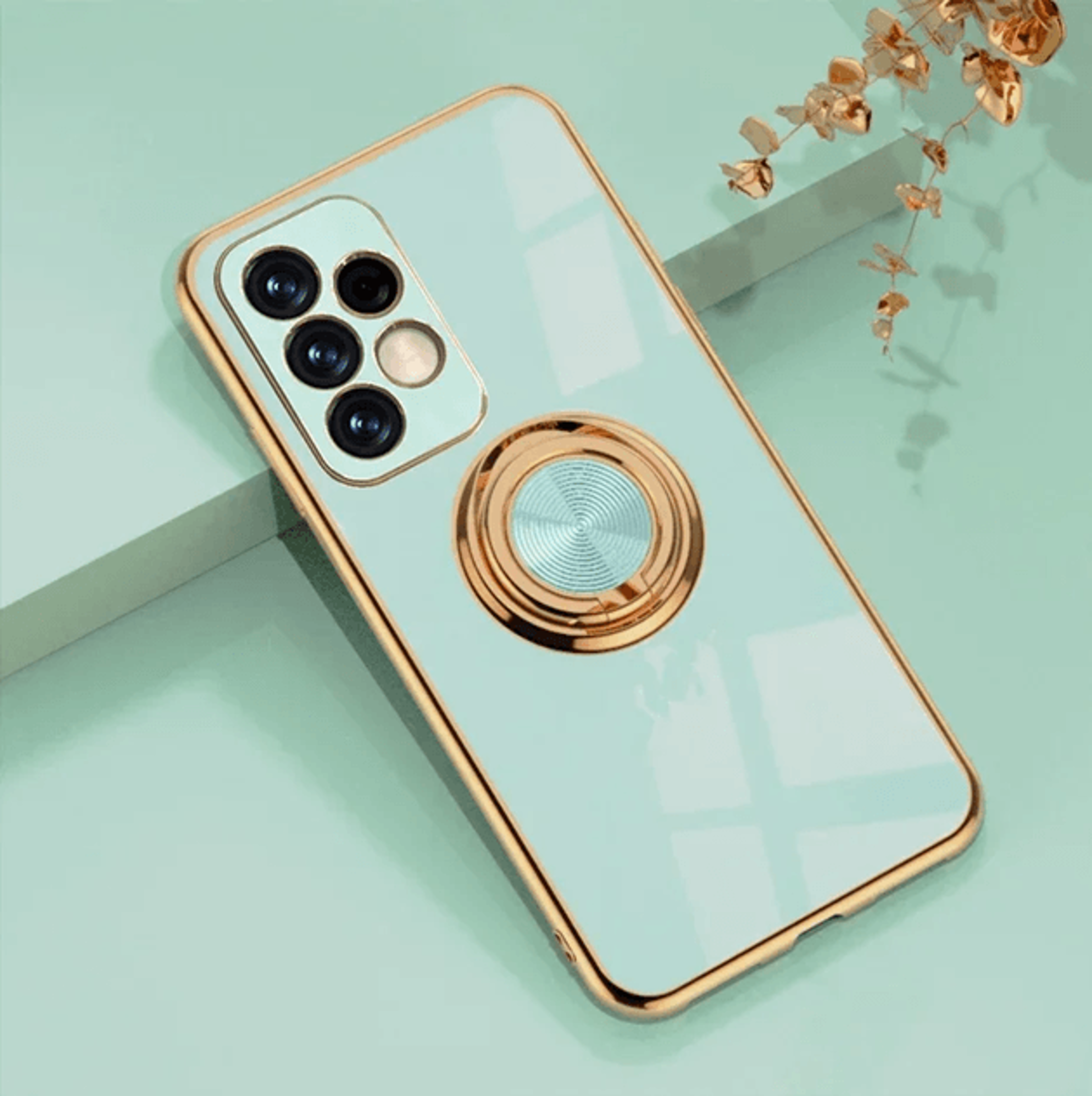 Plated Ring Holder Phone Case For Samsung Galaxy Secure Grip Kickstand Cover 8