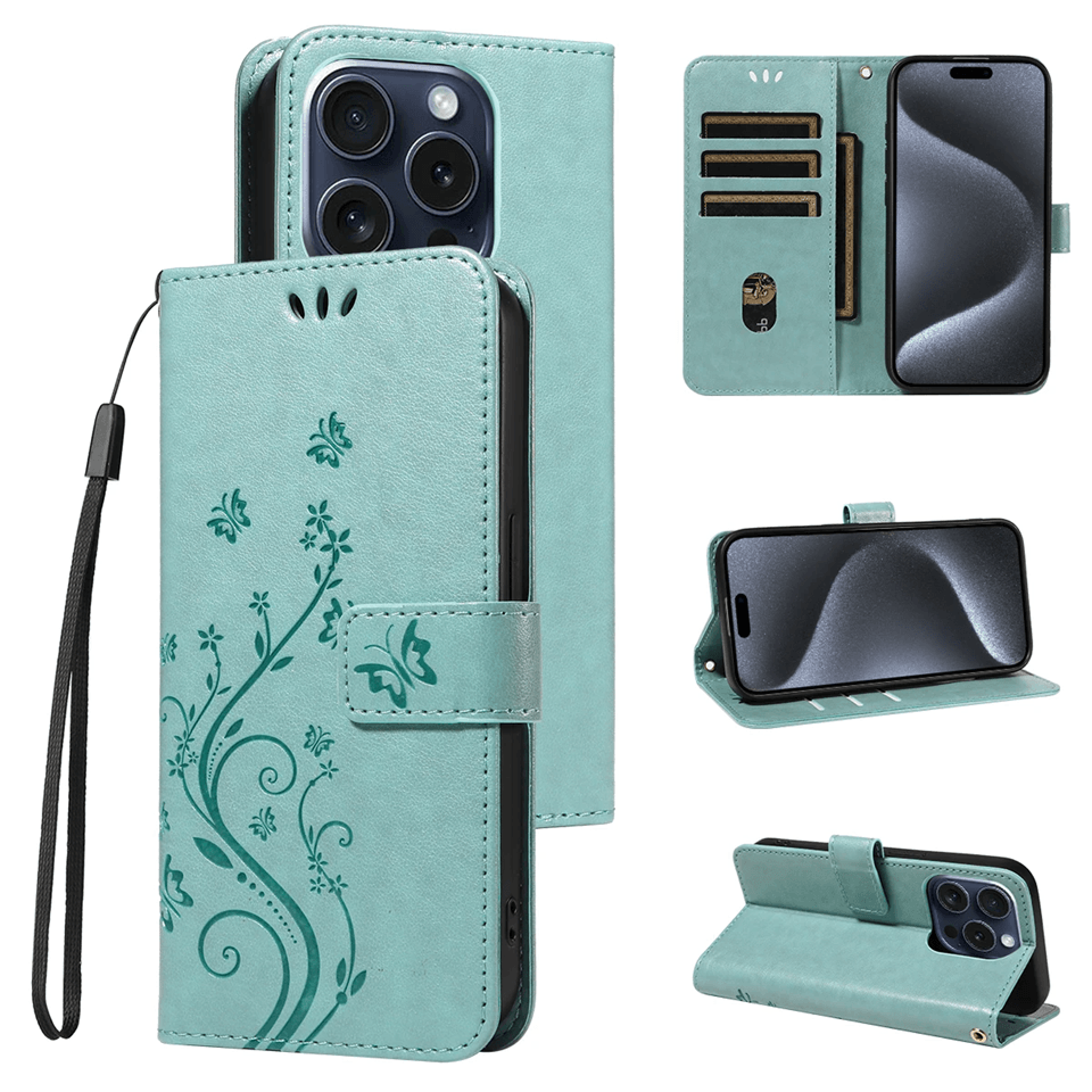PU Leather Wallet Phone Case With Lanyard For Samsung Galaxy Flip Cover Card Holder 7