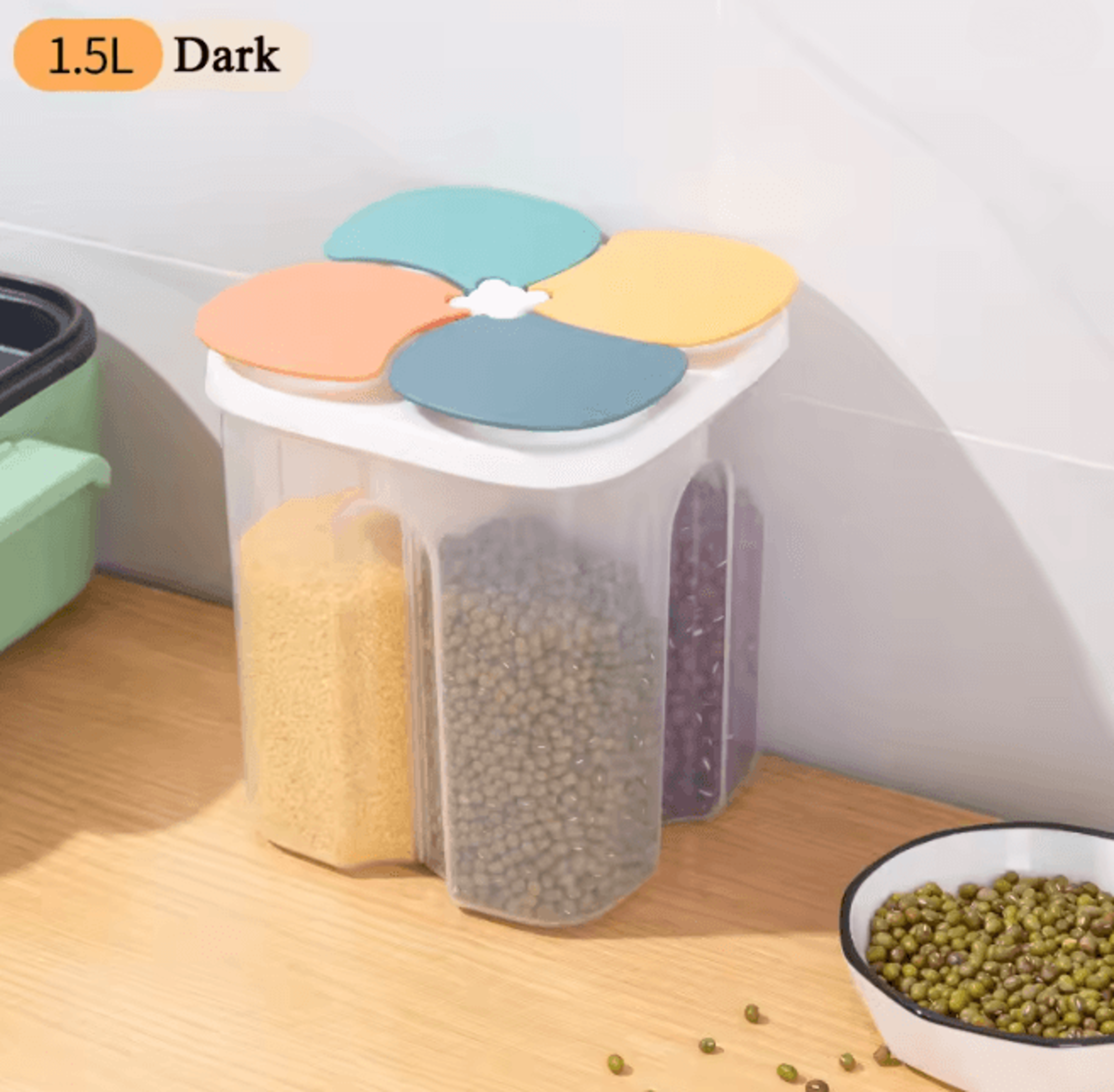 FreshLock 4 Grid Cereal Storage Box Airtight Kitchen Food Container 4