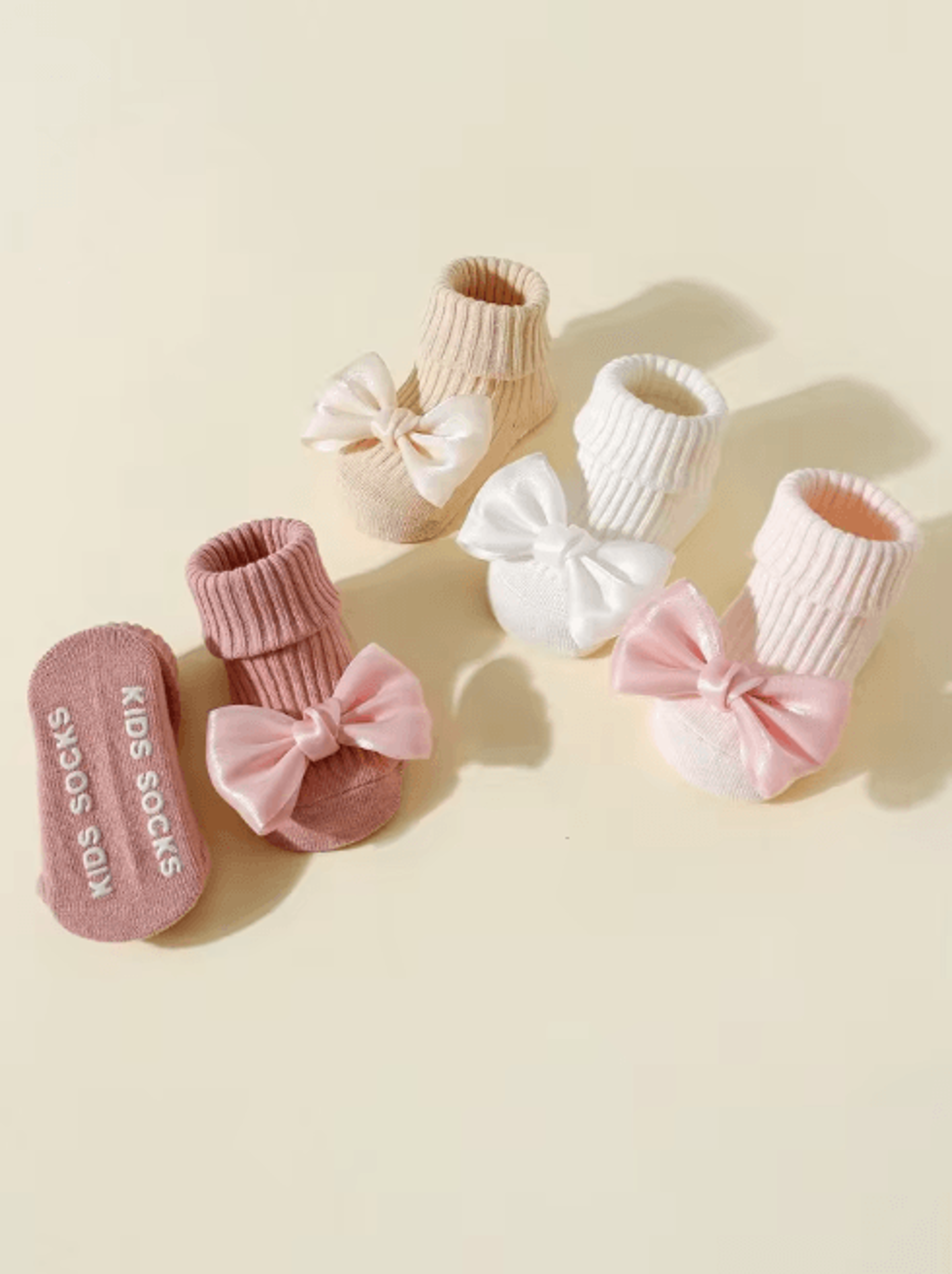 SweetSteps Toddler Ankle Socks With Bows Soft Cotton Anti Slip Set 2