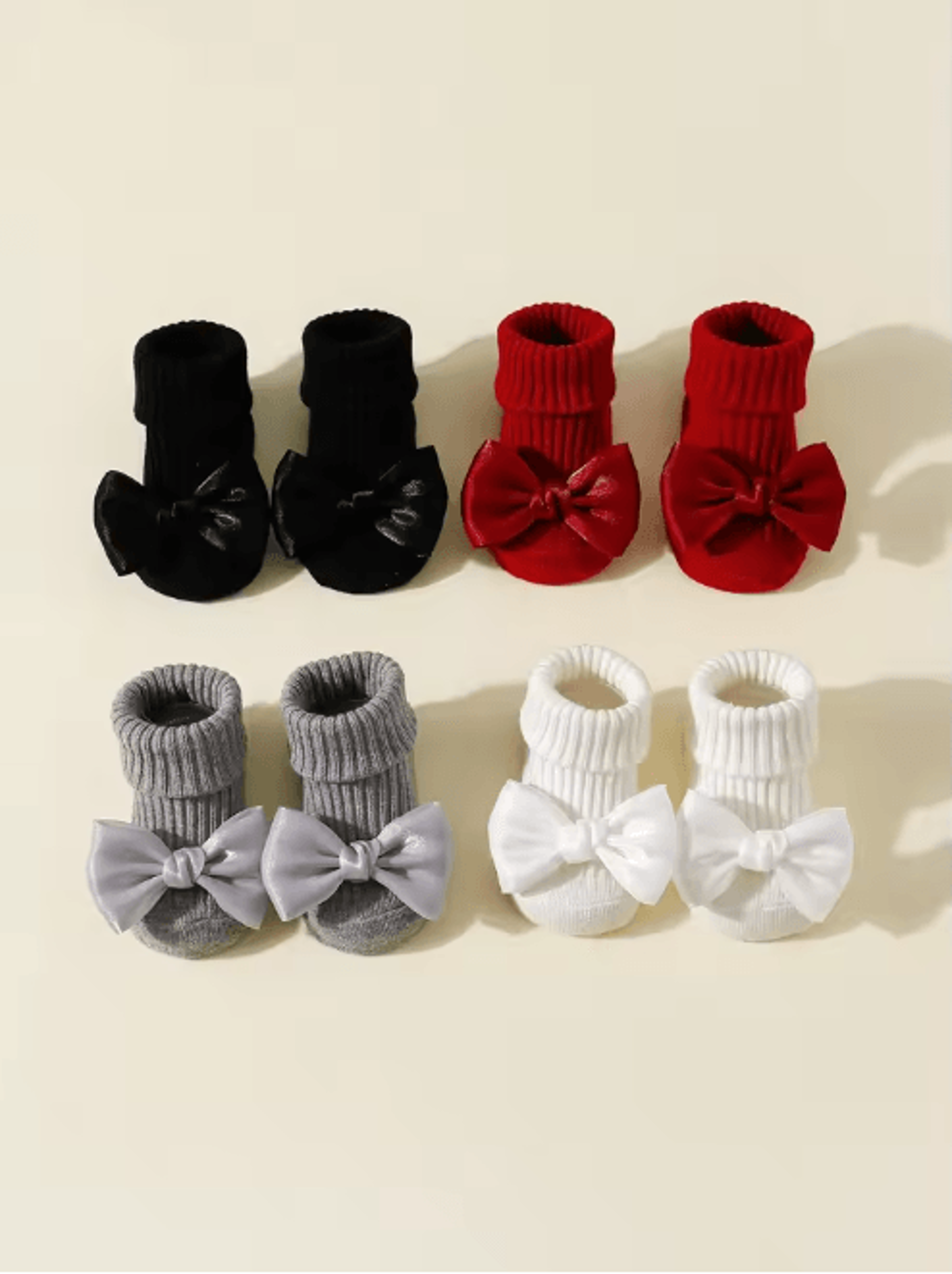 SweetSteps Toddler Ankle Socks With Bows Soft Cotton Anti Slip Set 4