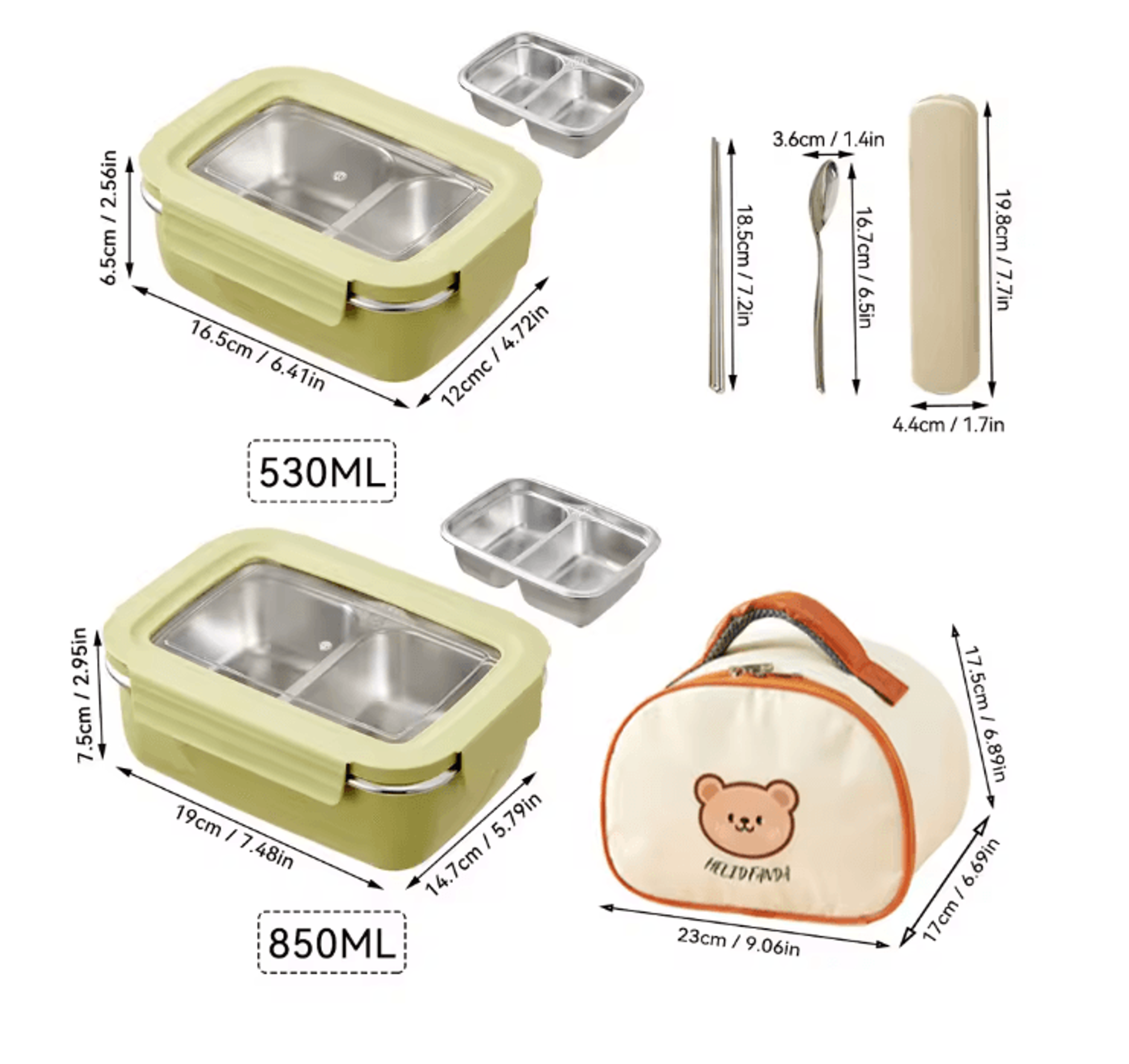 WORTHBUY Stainless Steel Bento Lunch Box Divided Sealed Food Container 18
