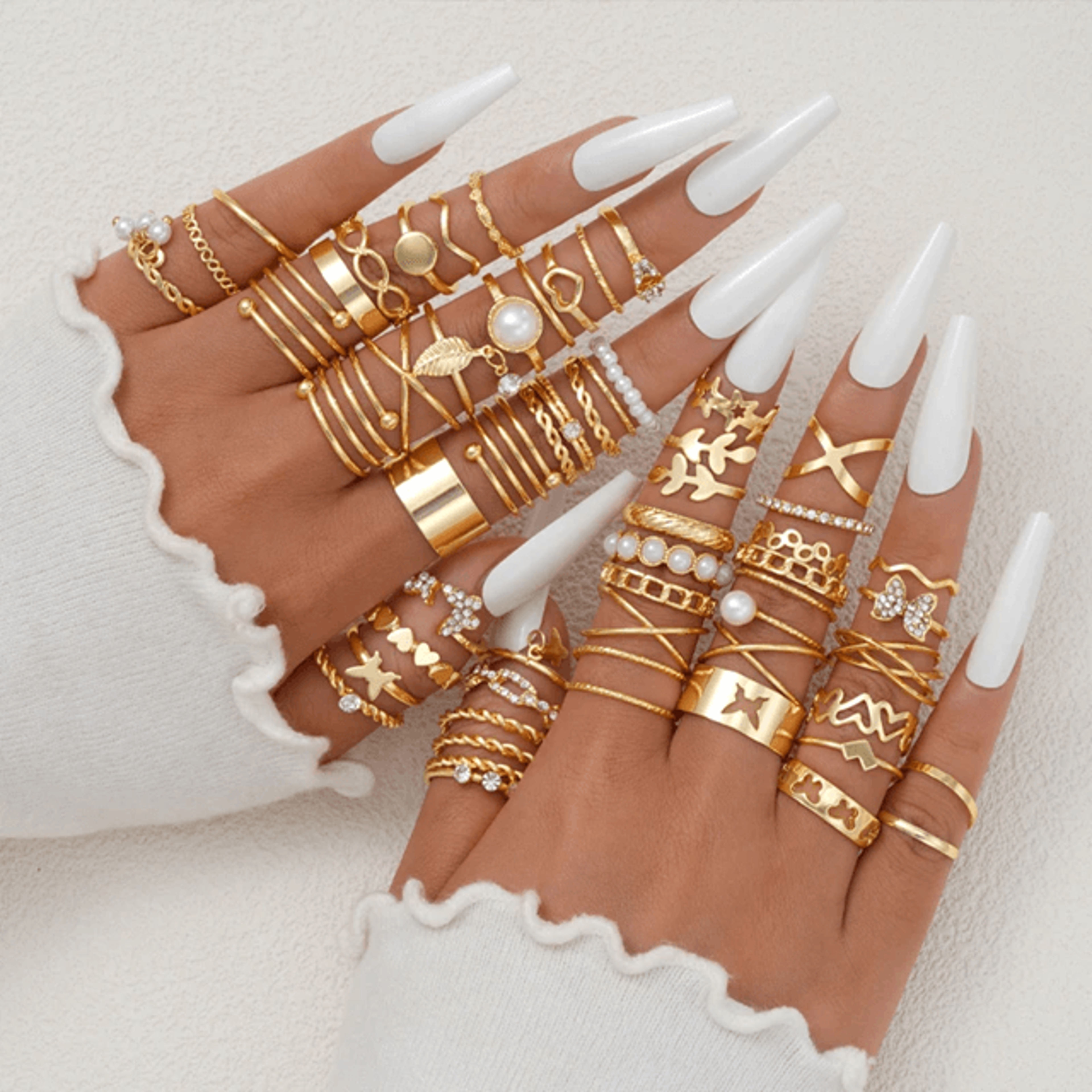 EternaCharm Vintage Ring Set Gold Plated Heart Snake Butterfly Rings 4