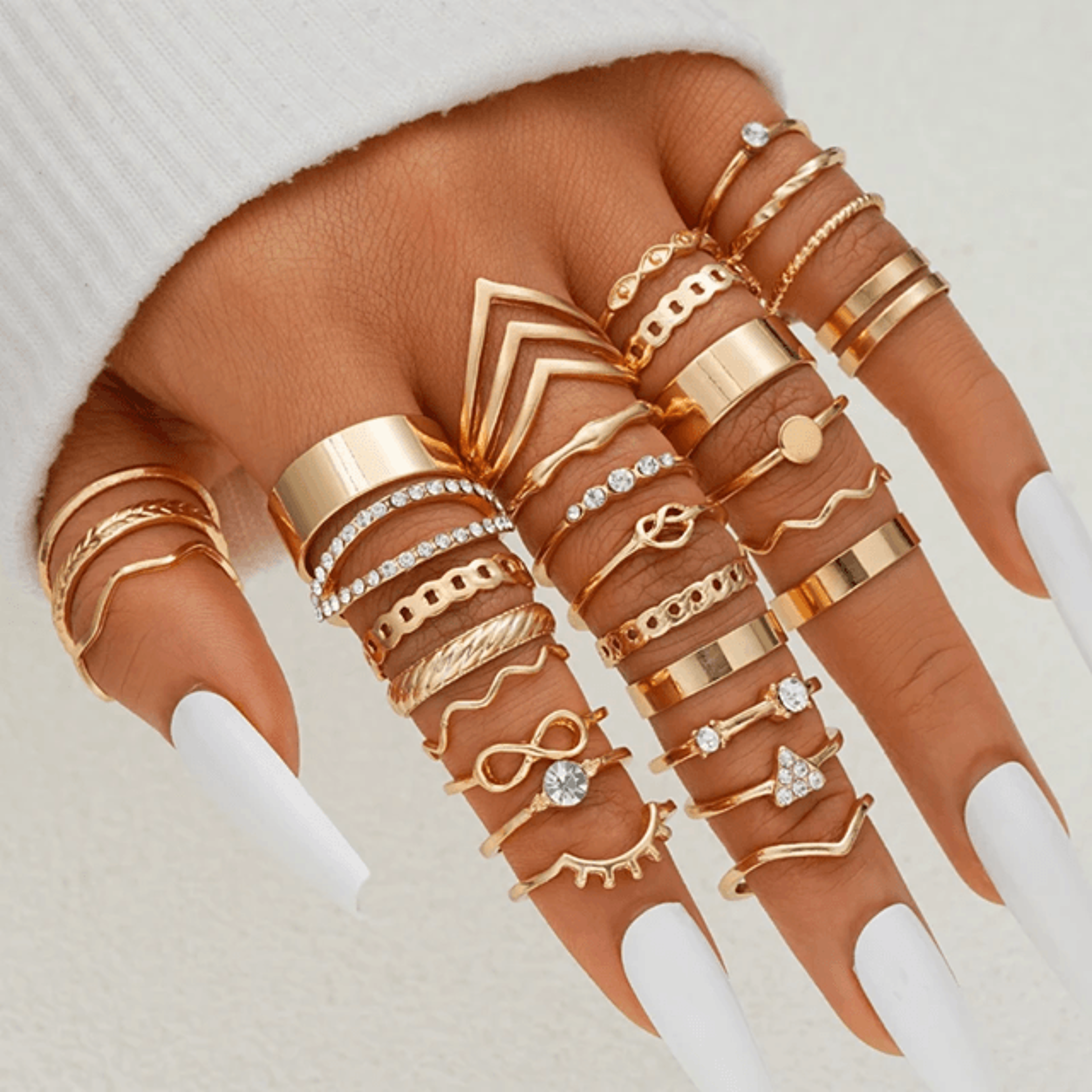 EternaCharm Vintage Ring Set Gold Plated Heart Snake Butterfly Rings 10