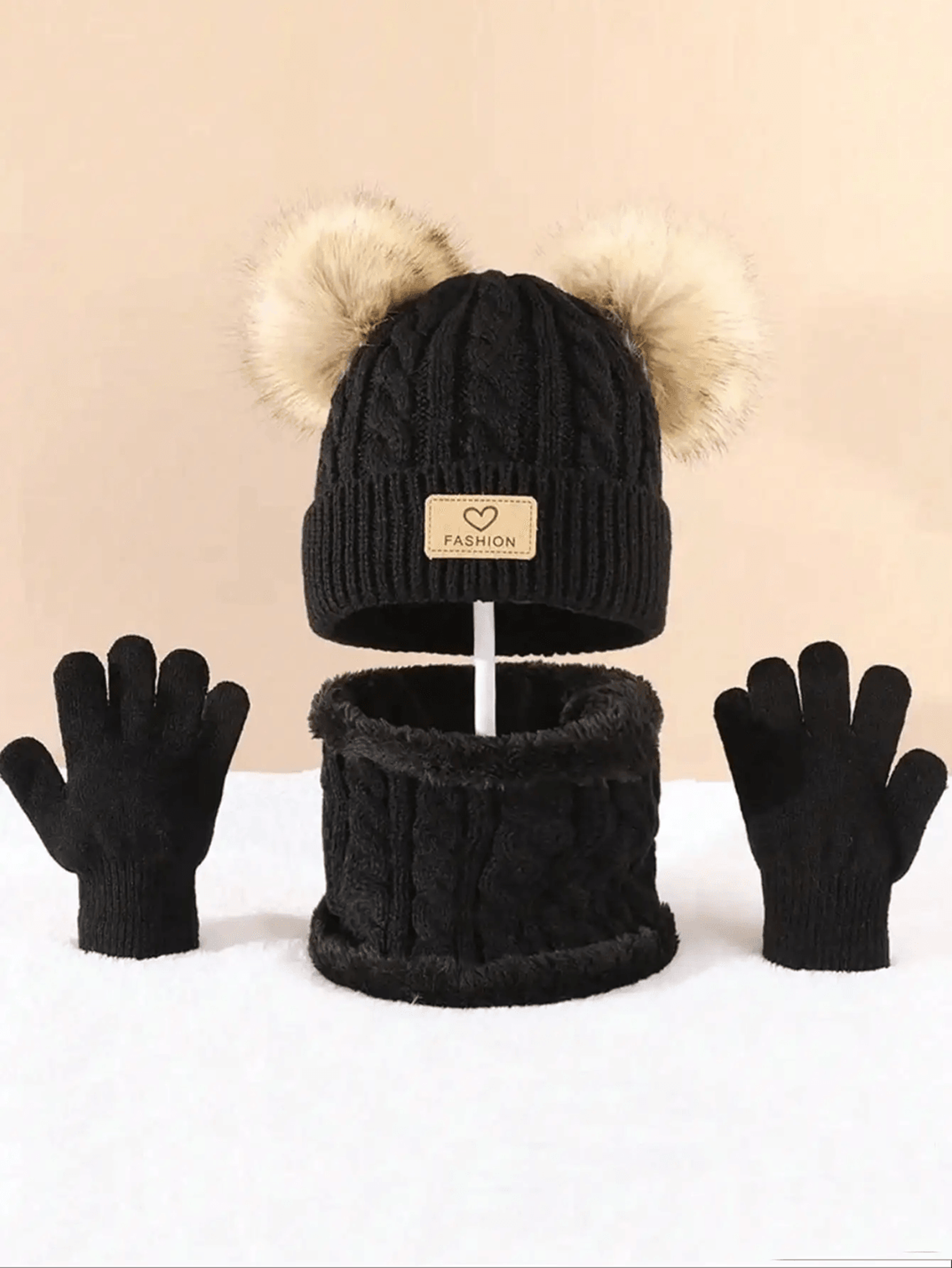 WarmNest Kids Winter Hat Scarf Gloves Set Cozy Cold Weather Accessories 1