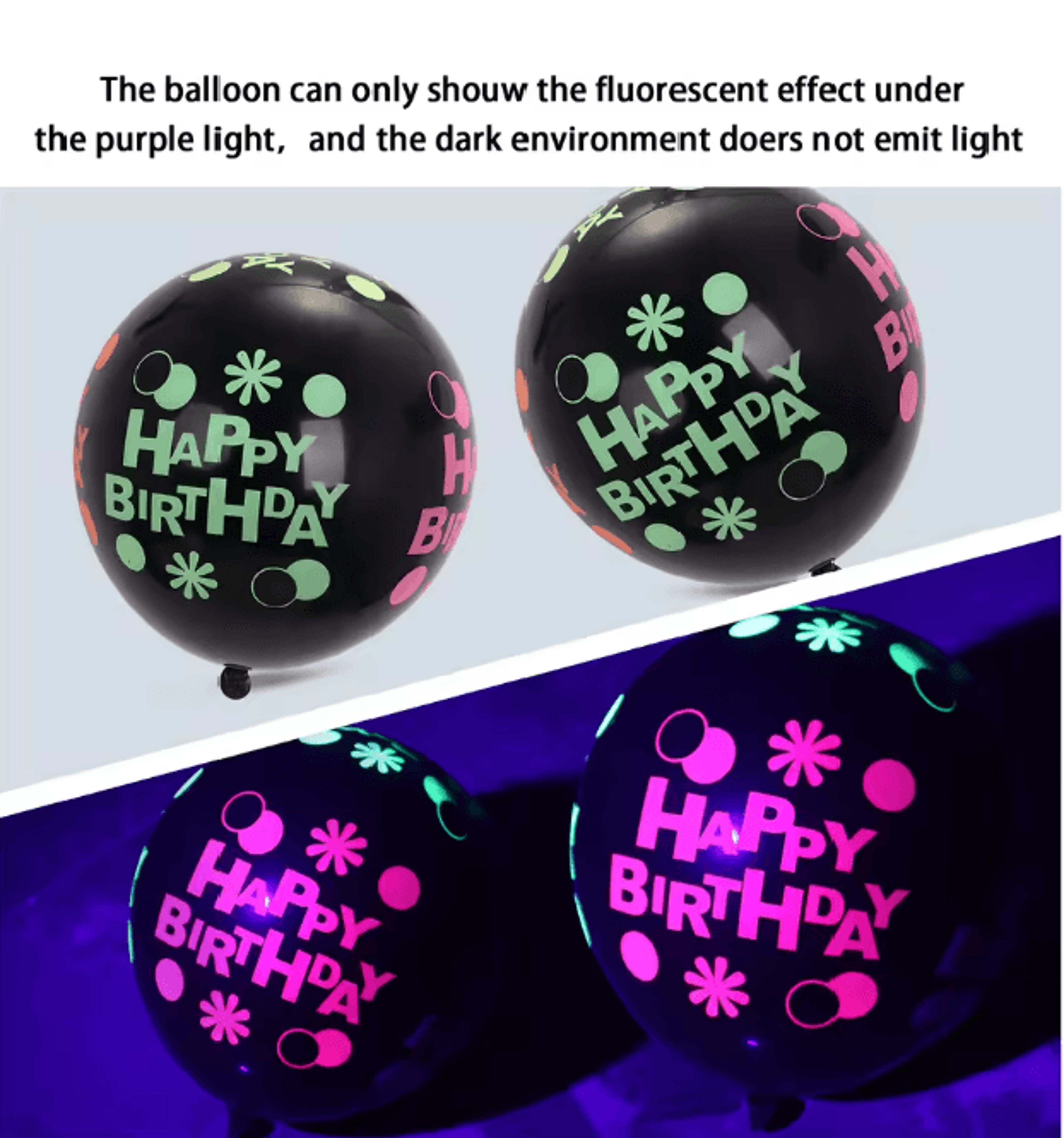 Glow In The Dark Heart Balloons 12 Inch Fluorescent Party Decor Set 3