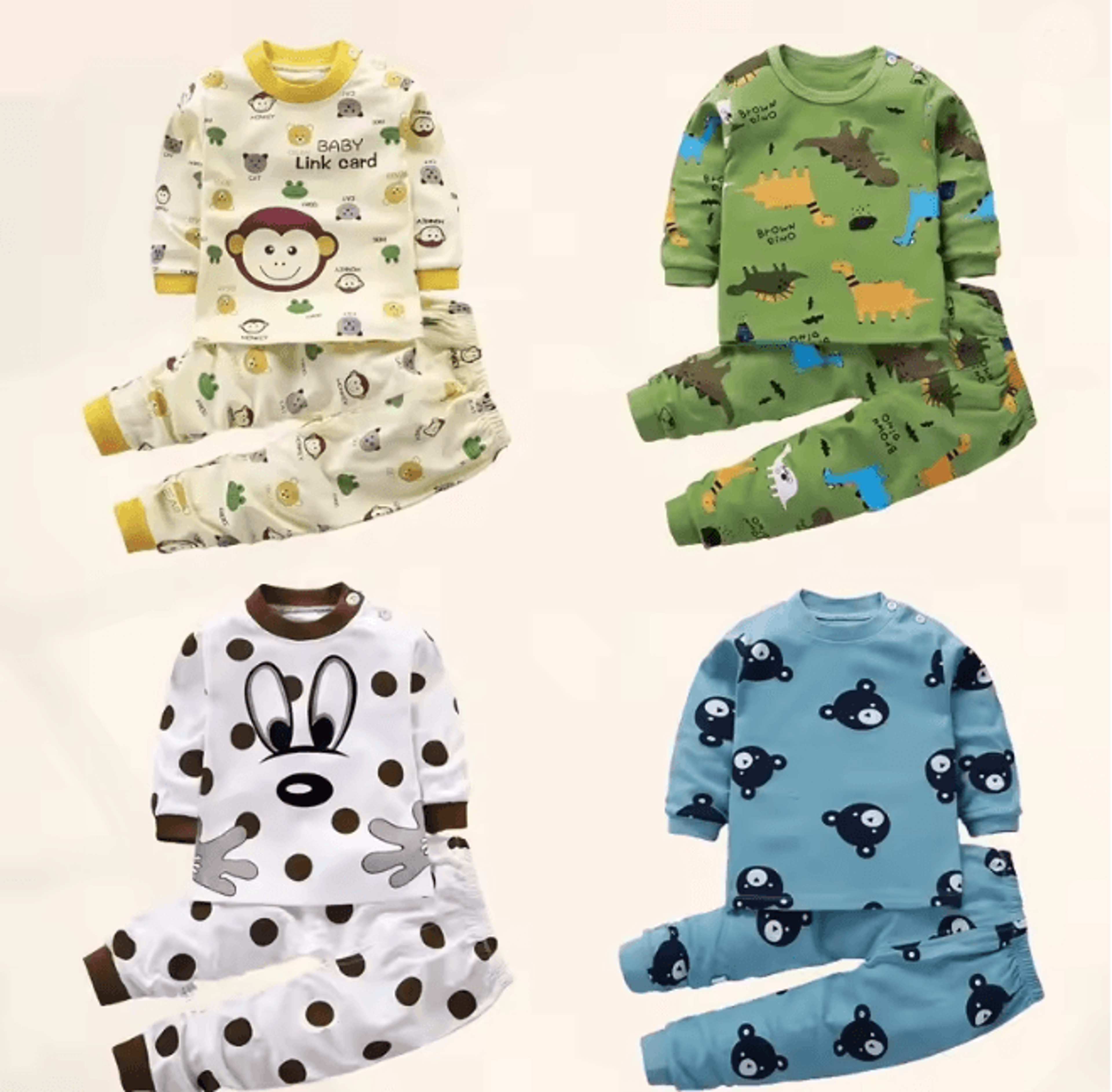 Kids Cotton Sleepwear Set Warm Autumn Winter Pajamas For Boys And Girls 0