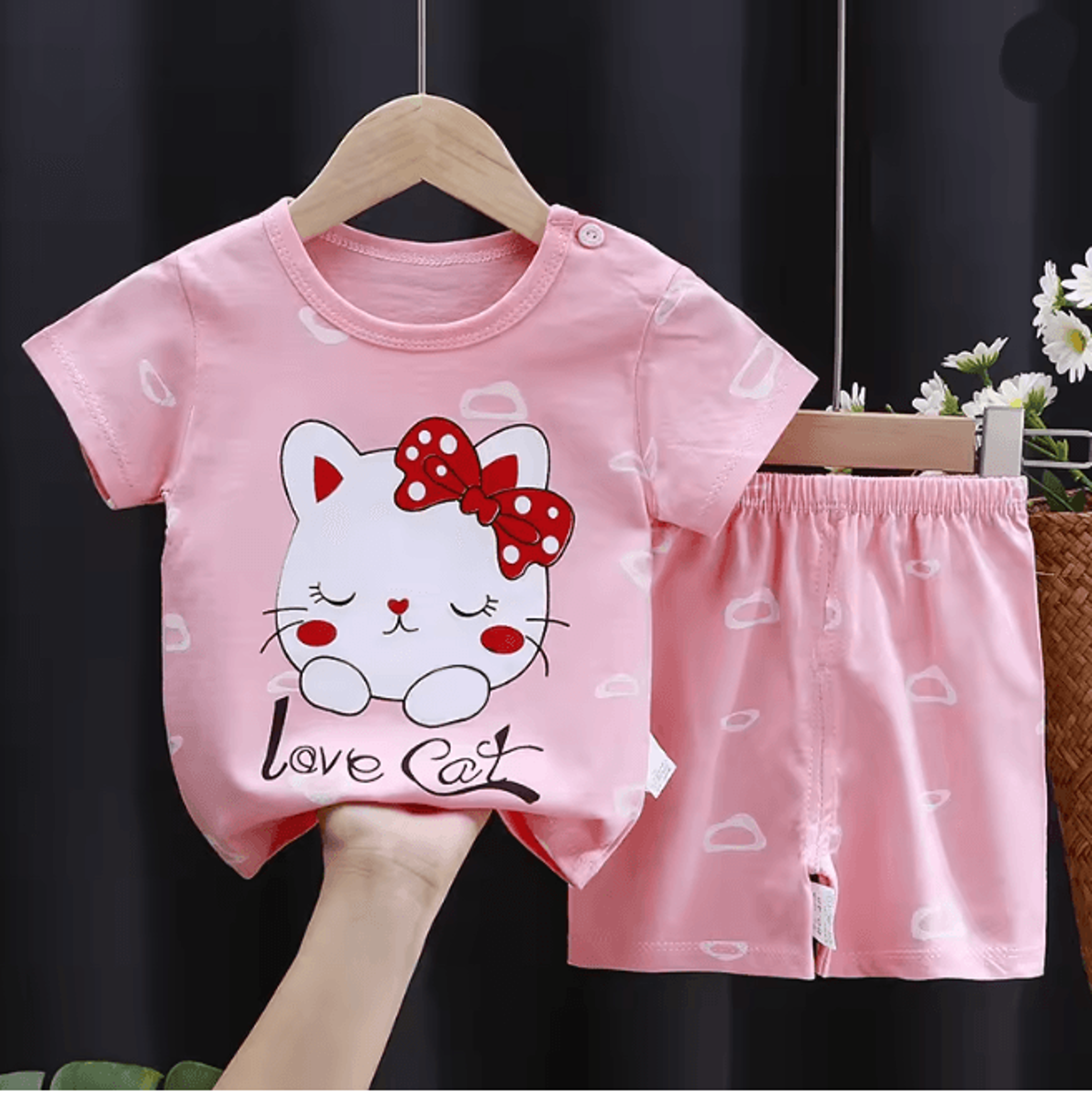 Kids Summer Cotton Clothing Set Cartoon T Shirt And Shorts Outfit 17