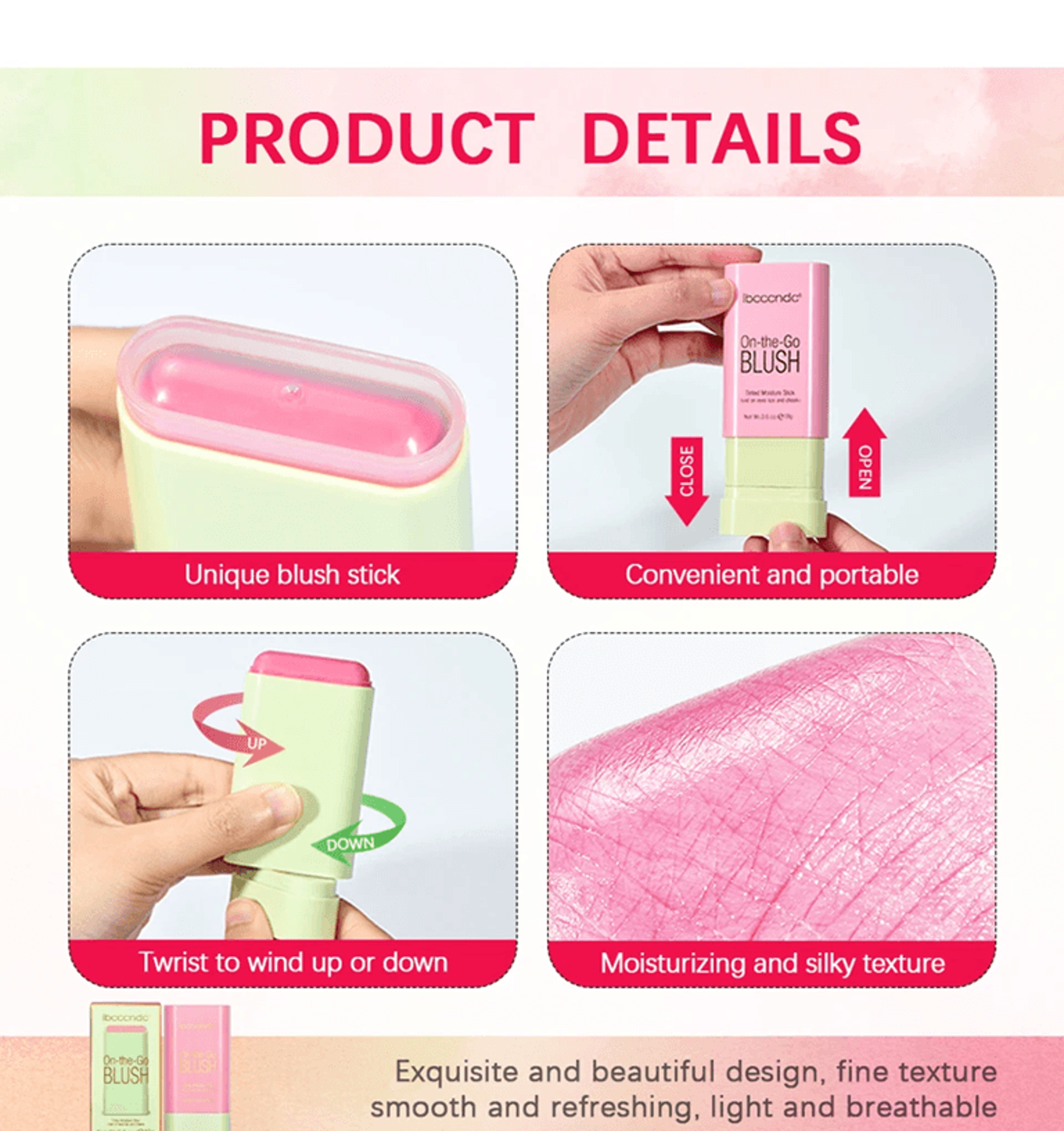 RadiantGlow Waterproof Blush Stick Cream Rouge For Natural Brightening 2