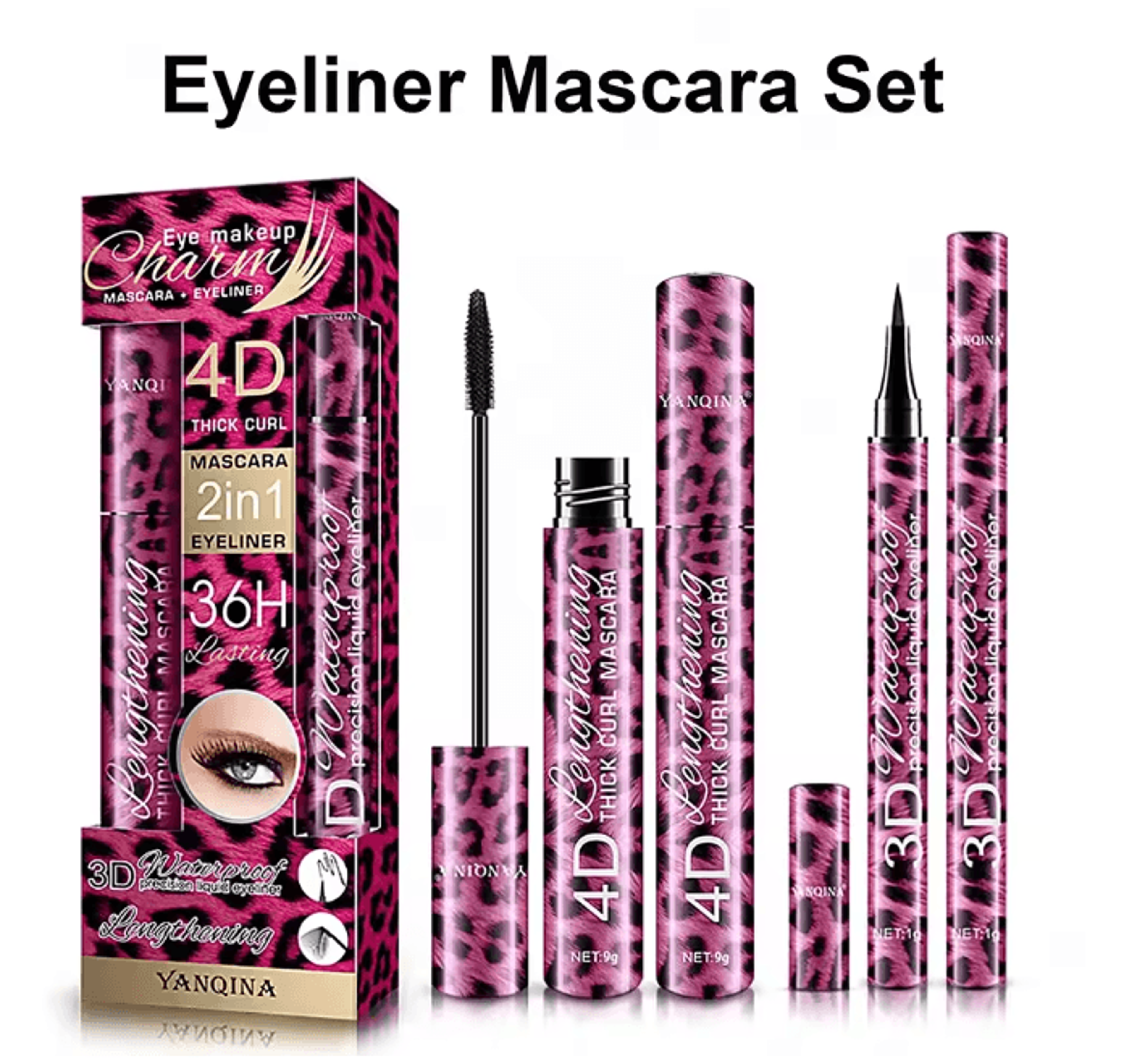 Waterproof Eye Makeup Set Eyeliner Mascara And Eyebrow Pencil 0