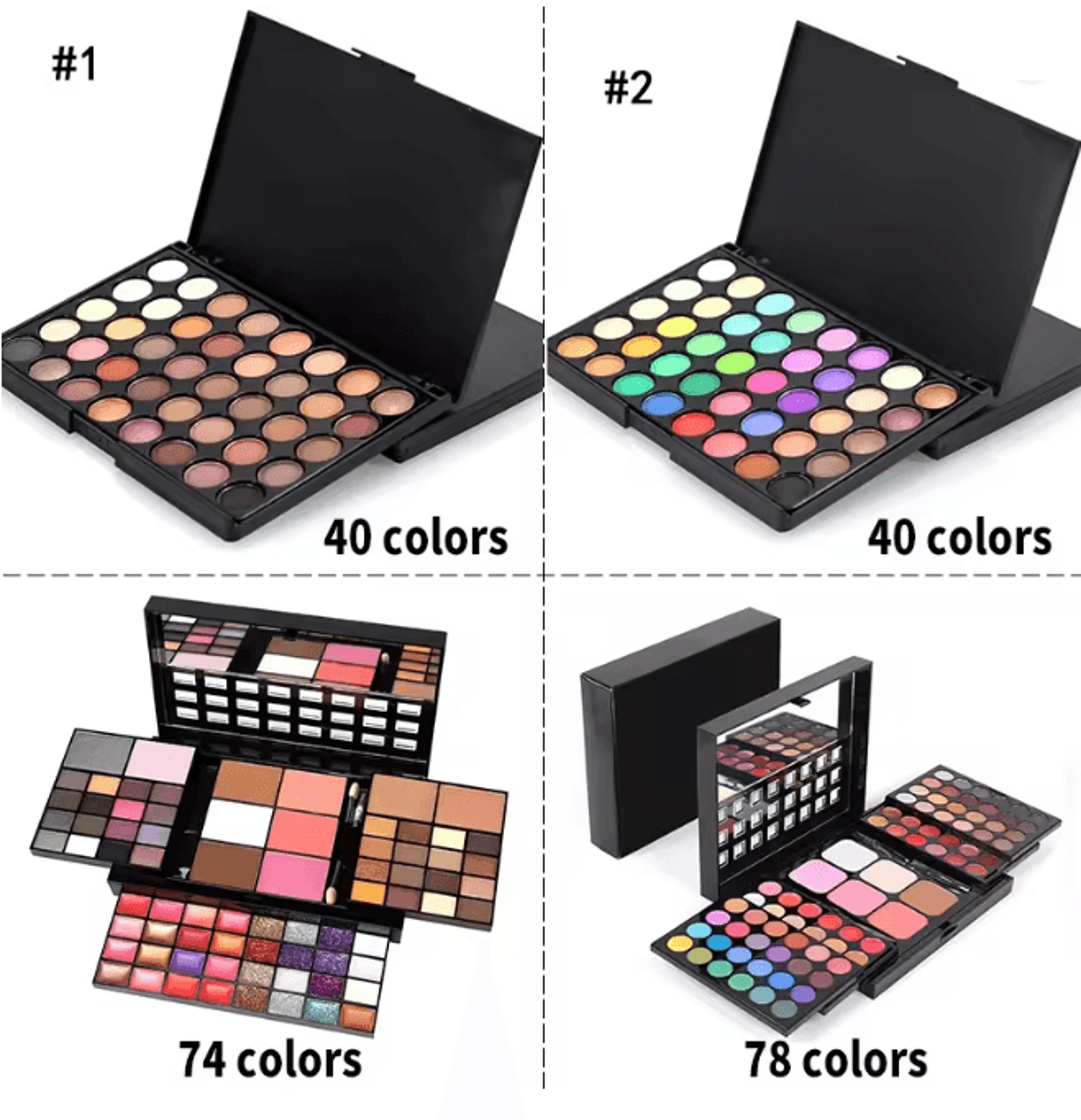 Large Color Glitter Eyeshadow Palette Matte And Shimmer Long Lasting 0