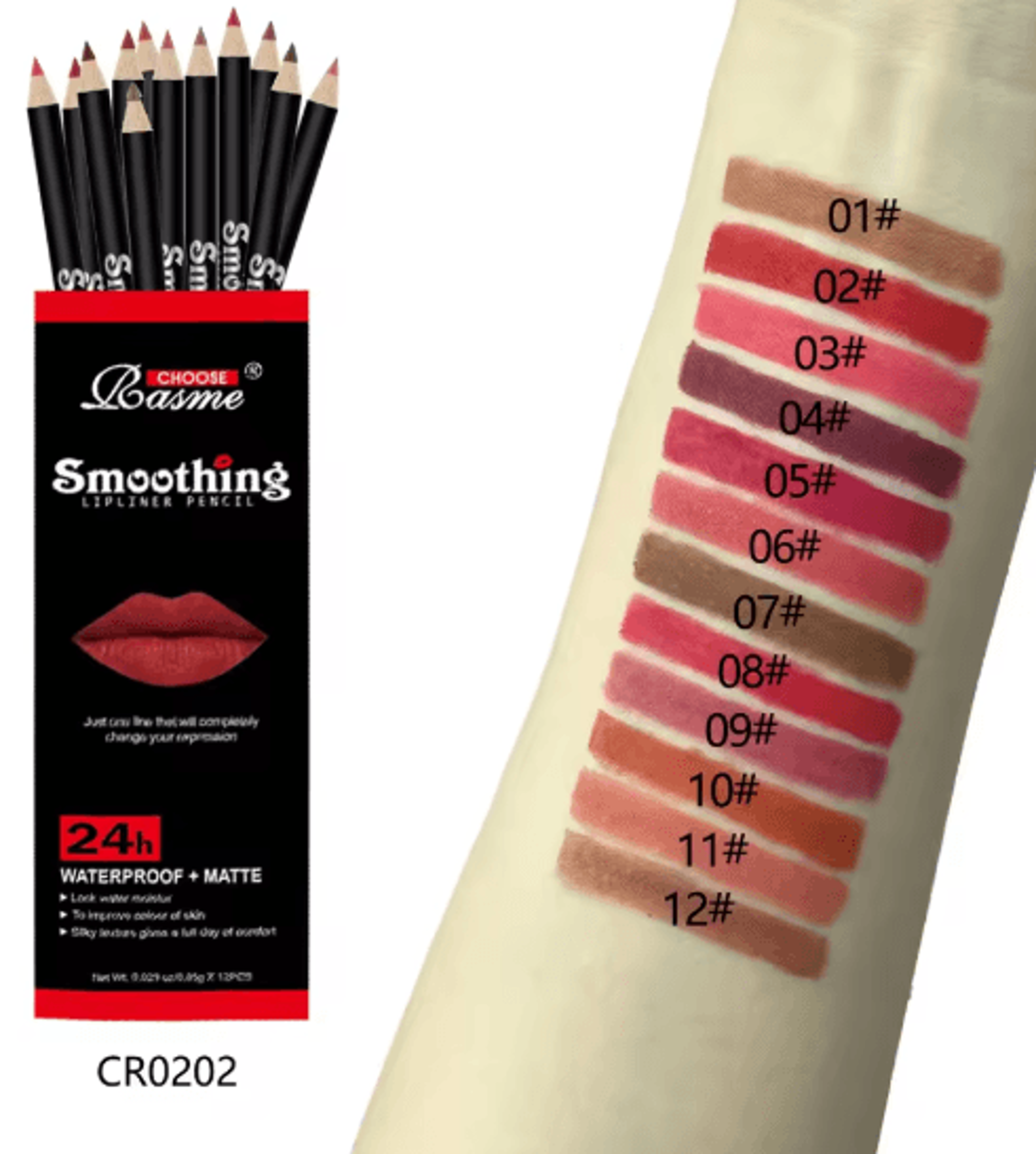 12 Color Professional Lip Liner Pencil Set Matte Nude Finish 3
