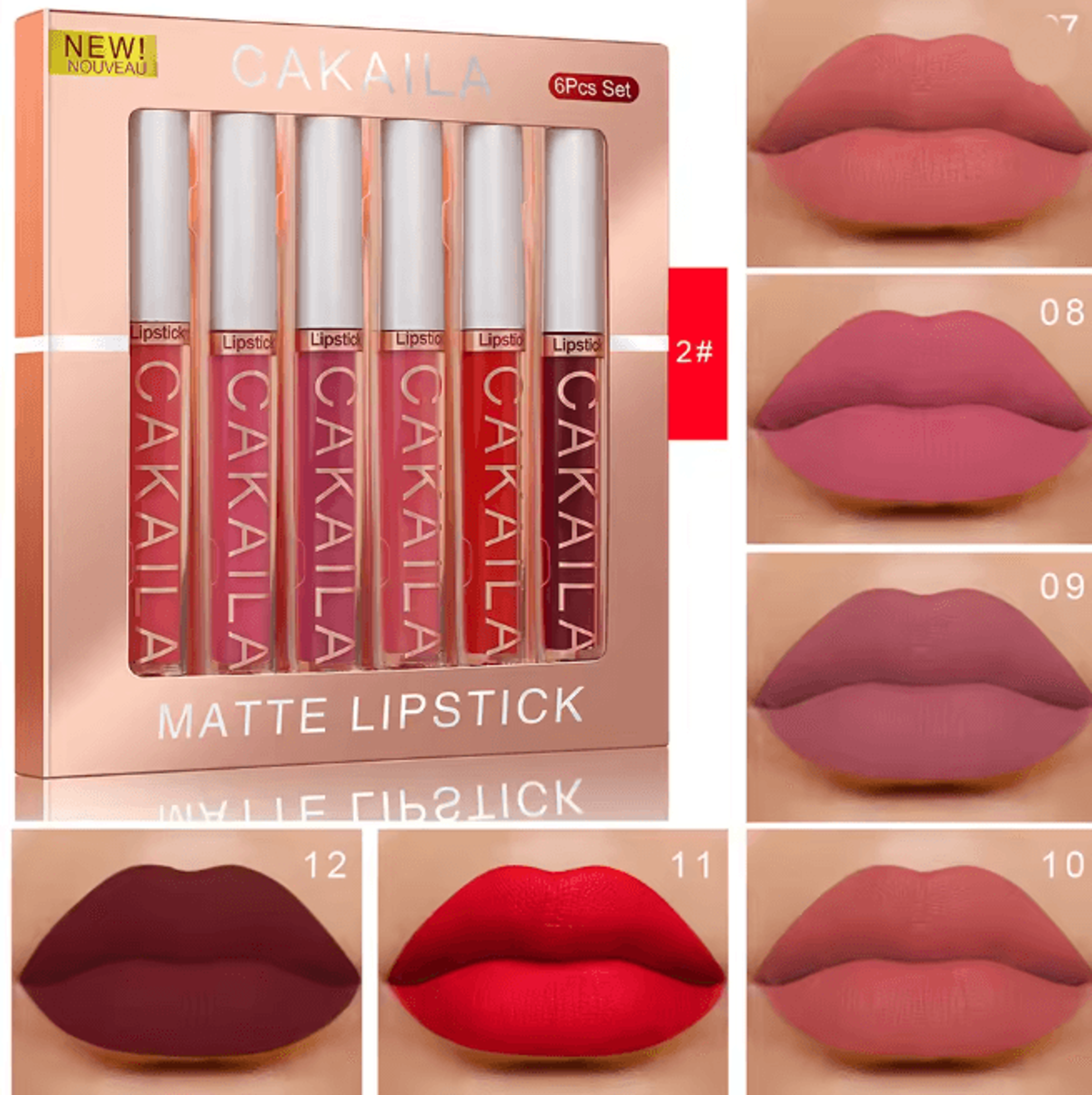 CAKAILA Six Color Liquid Matte Lipstick Set Long Lasting Velvet Finish 6